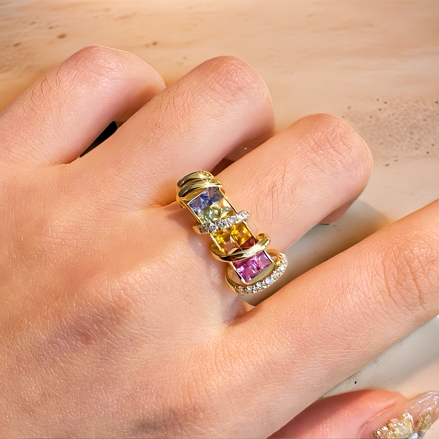 Vintage 18k Gold Sapphire Diamond Ring (Item No. VT169)