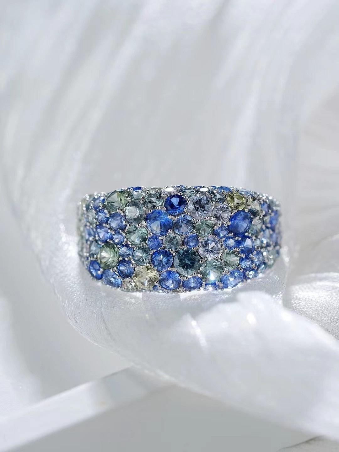 Monet's Garden Rainbow Sapphire 18k Gold Ring (Item No. SA053)