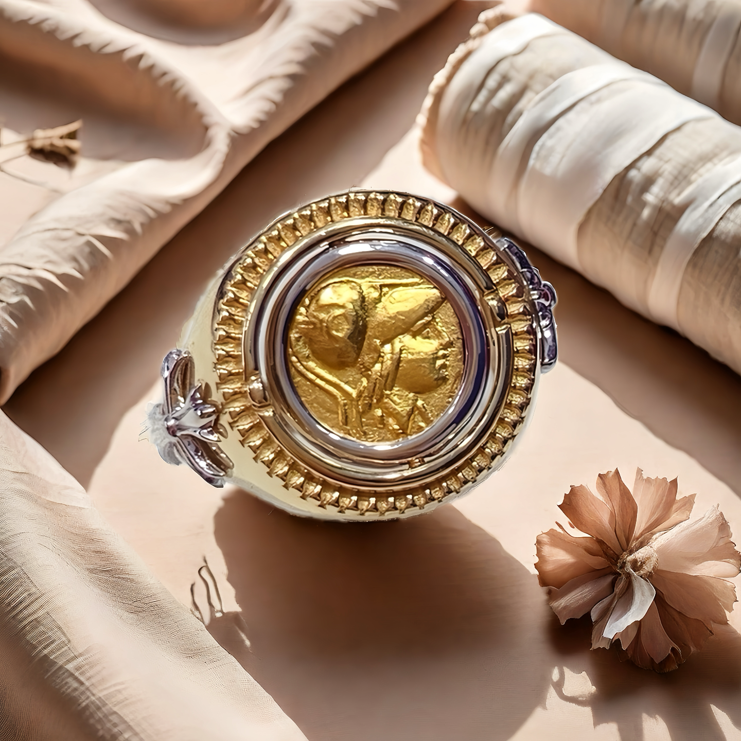 Ancient Coin Medallion Electrum Gold Ring (Item No. COIN071)