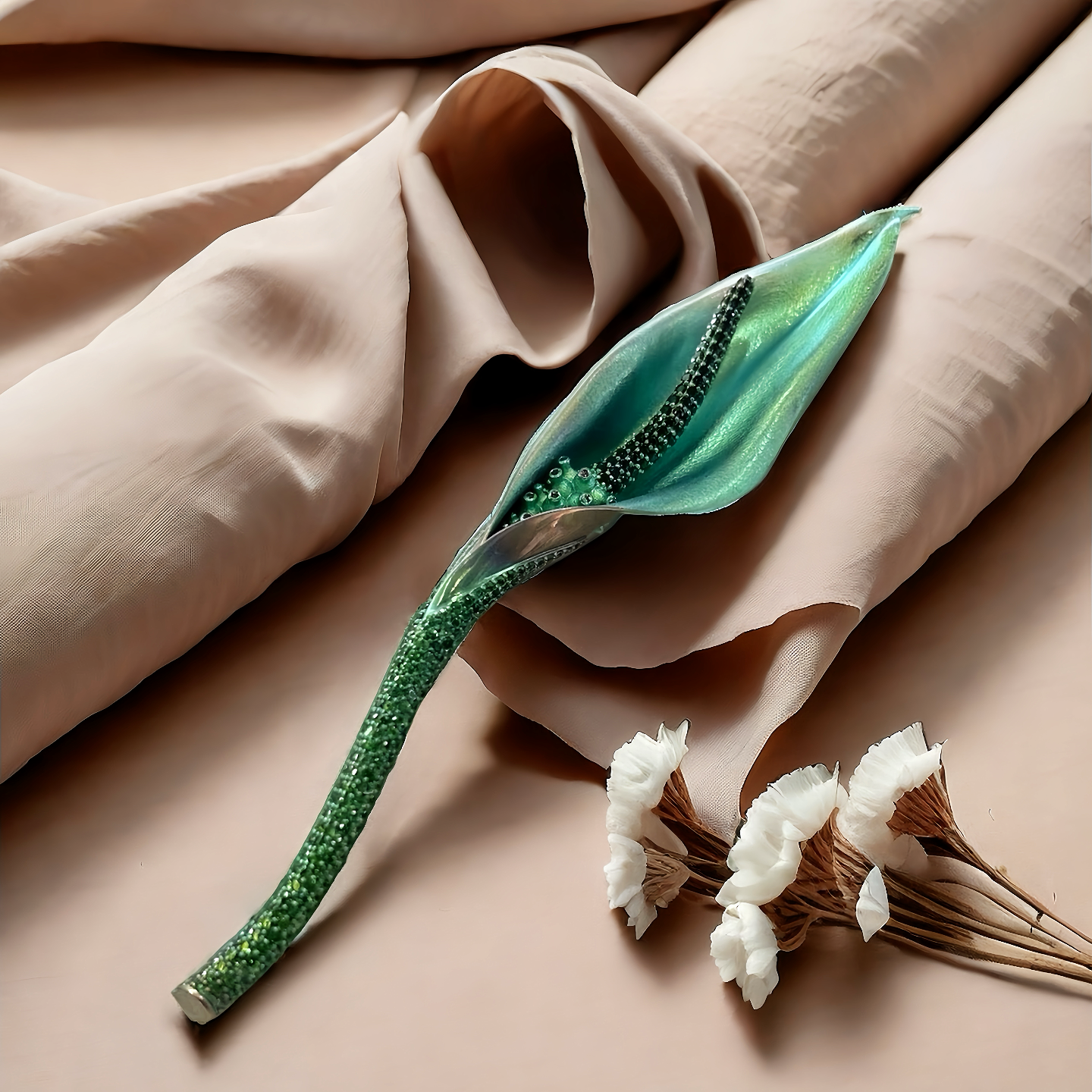 Anodized Titanium Green Tsavorite Brooch (Item No. TA010)