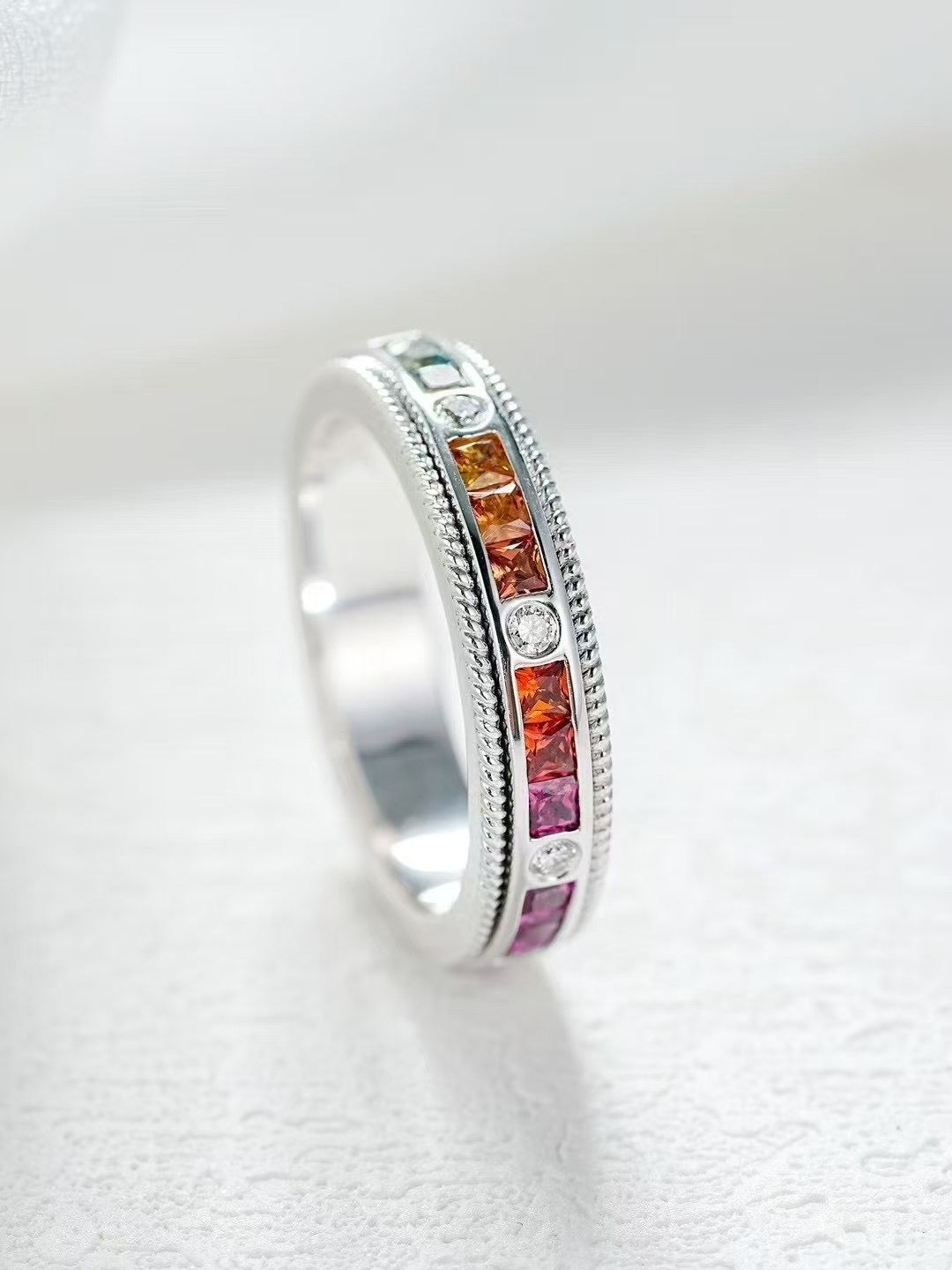 Rainbow Sapphire 18k Gold Ring (Item No. SA125)