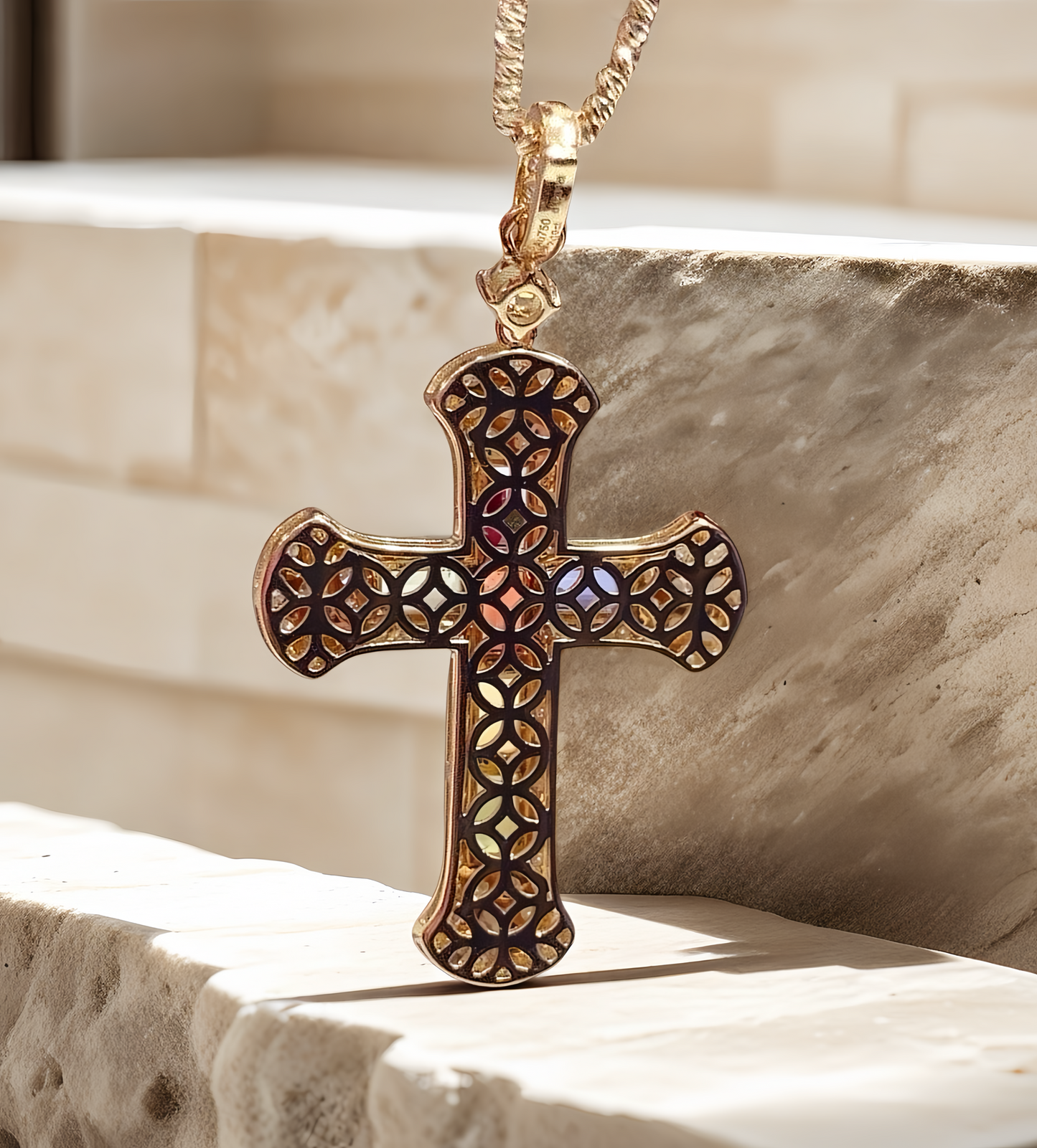 Vintage Cross 18k Gold Diamond Pendant (Item No. VT163)