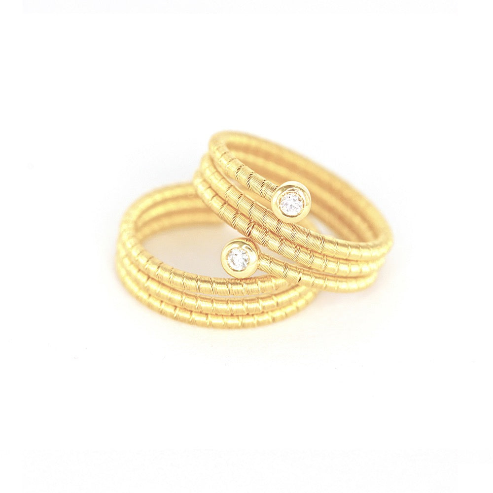 Tripple Twisted 18k Gold Diamond Ring (Item No. SX071CR)