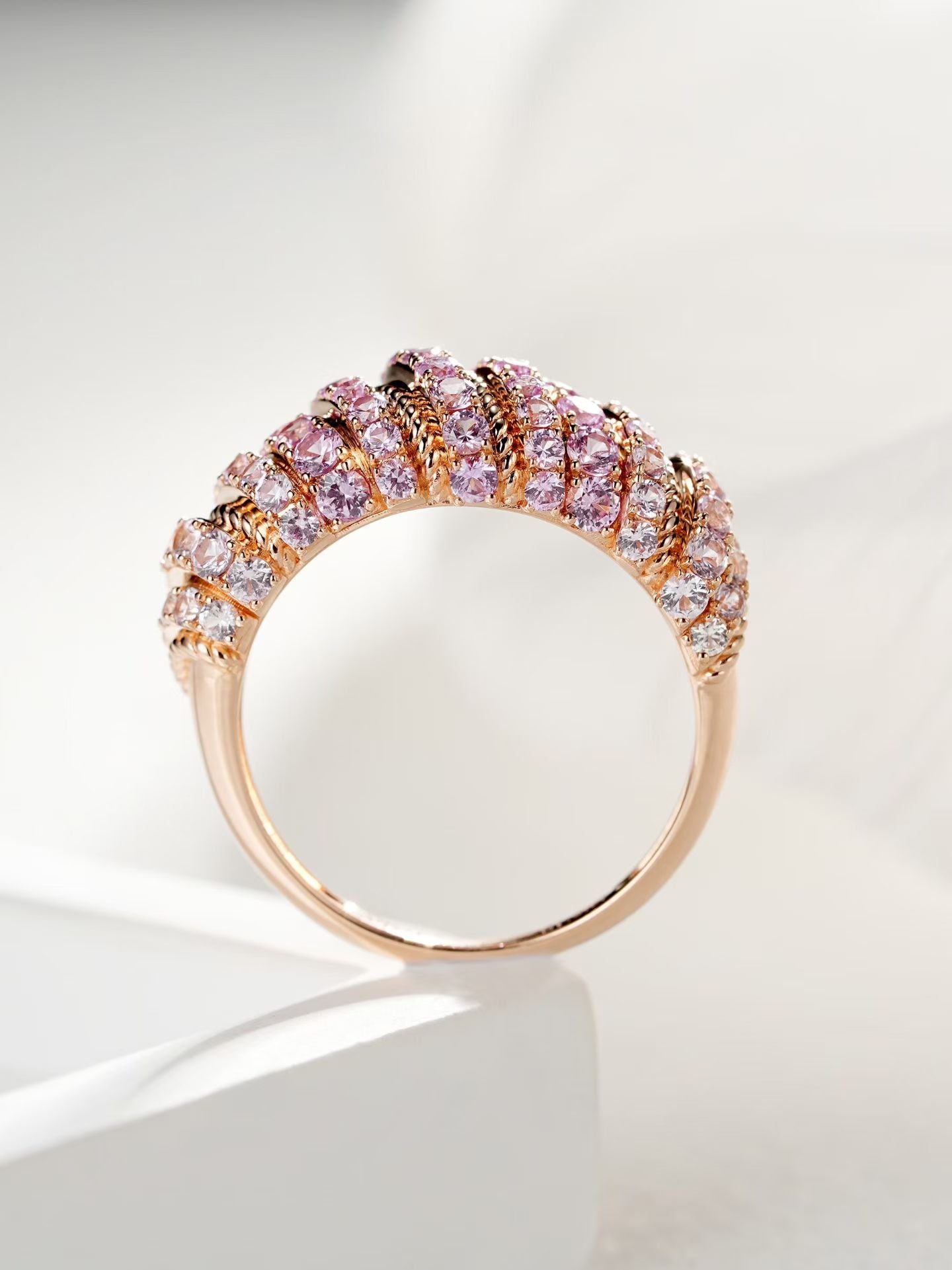 Croissant Rainbow Sapphire 18k Gold Ring (Item No. SA141)