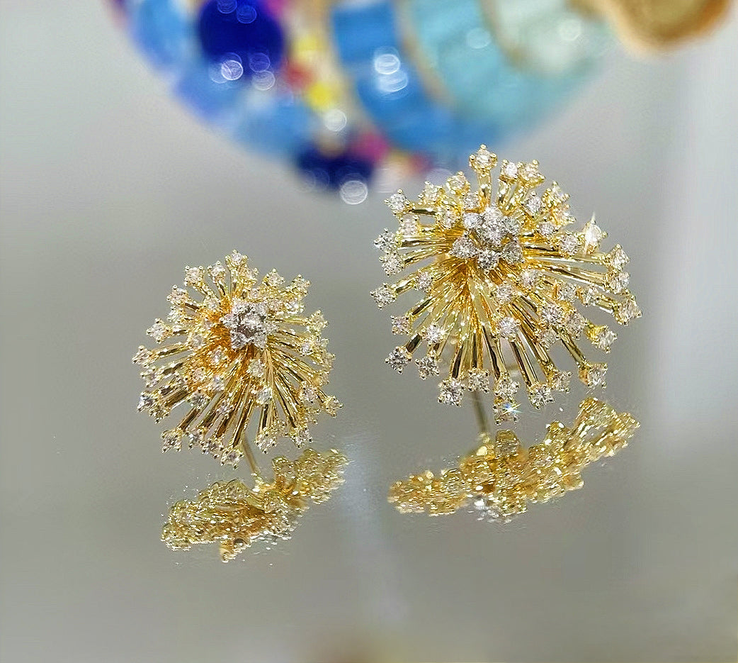 Fireworks Vintage 18k Gold Diamond Earring (Item No. VT012)