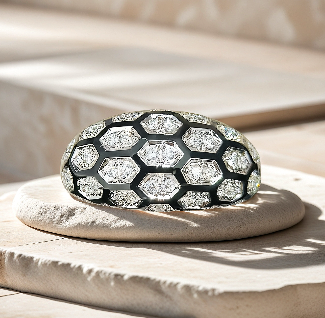 Enamel Vintage 18k Gold Diamond Ring (Item No. VT009)