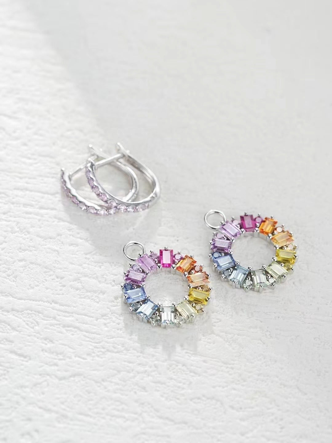 Rainbow Sapphire 18K Gold Earring (Item No. SA038)