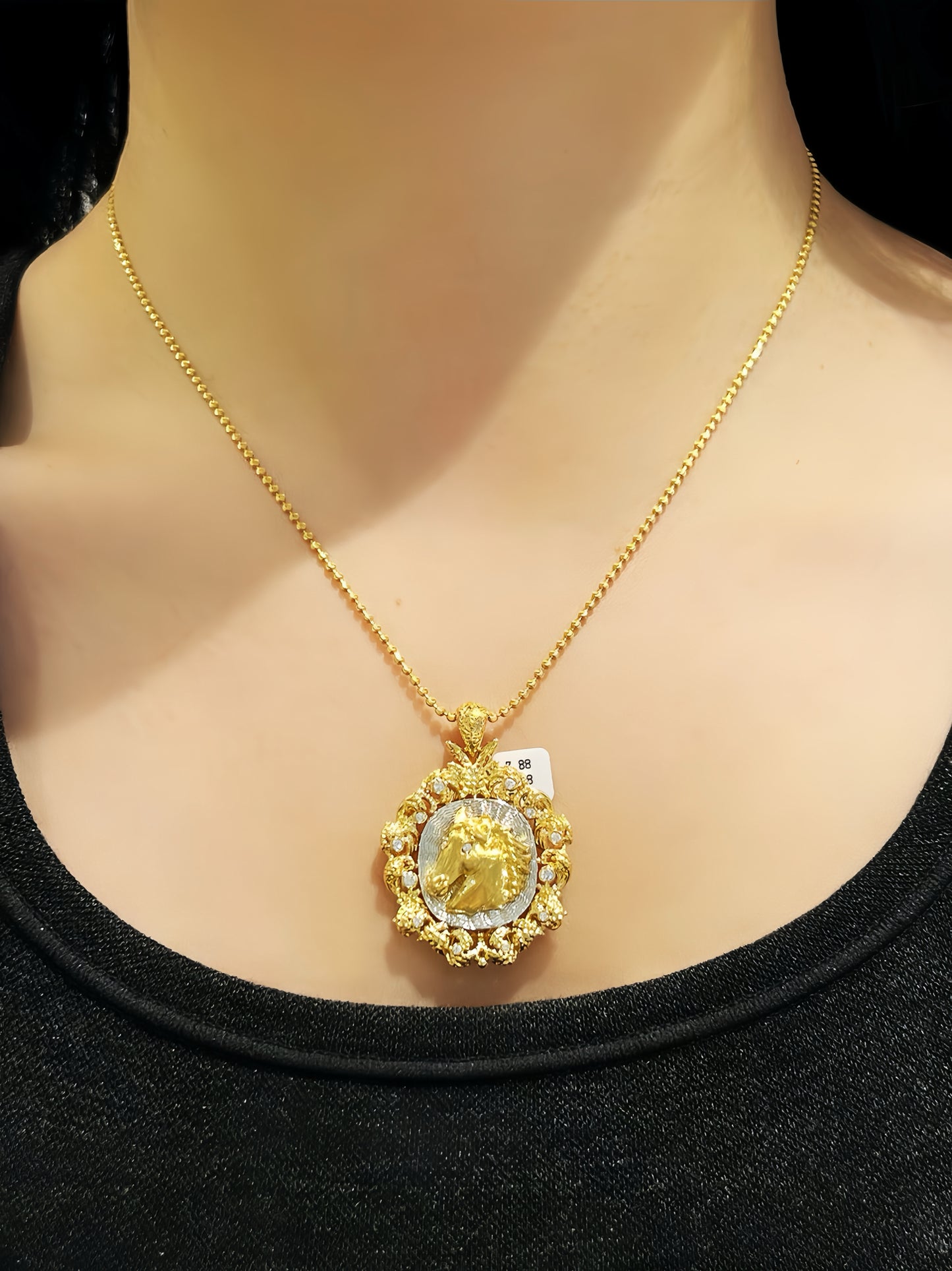 Horse Vintage 18k Gold Diamond Pendant (Item No. VT376)