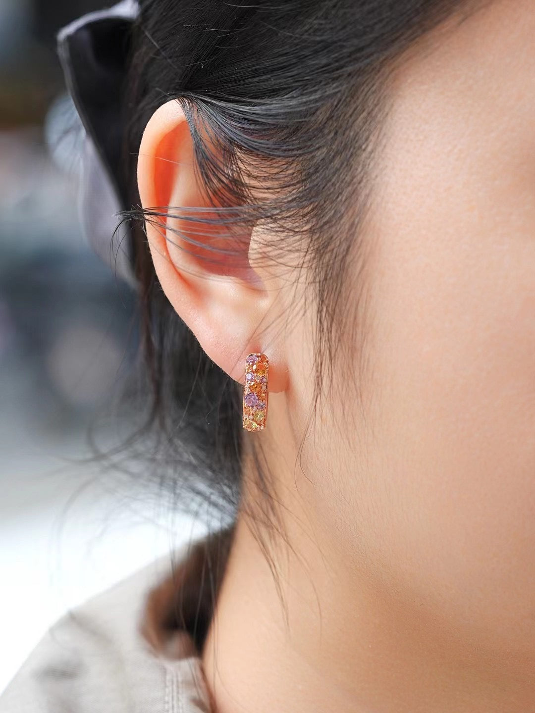 Rainbow Sapphire 18k Gold Earring (Item No. SA044)