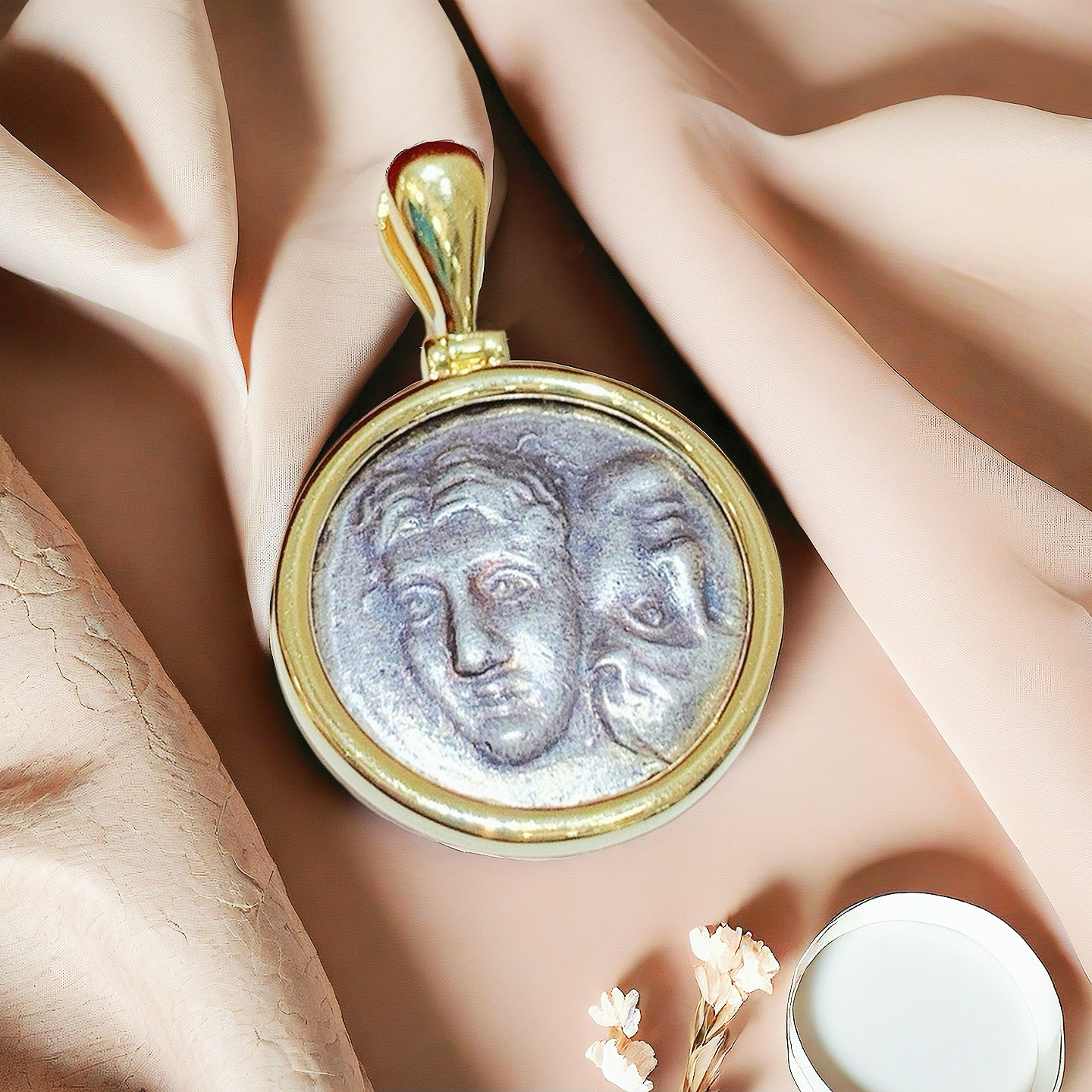 Germini Ancient Coin Medallion 18K Gold Pendant Ring Bracelet (Item No. COIN069)