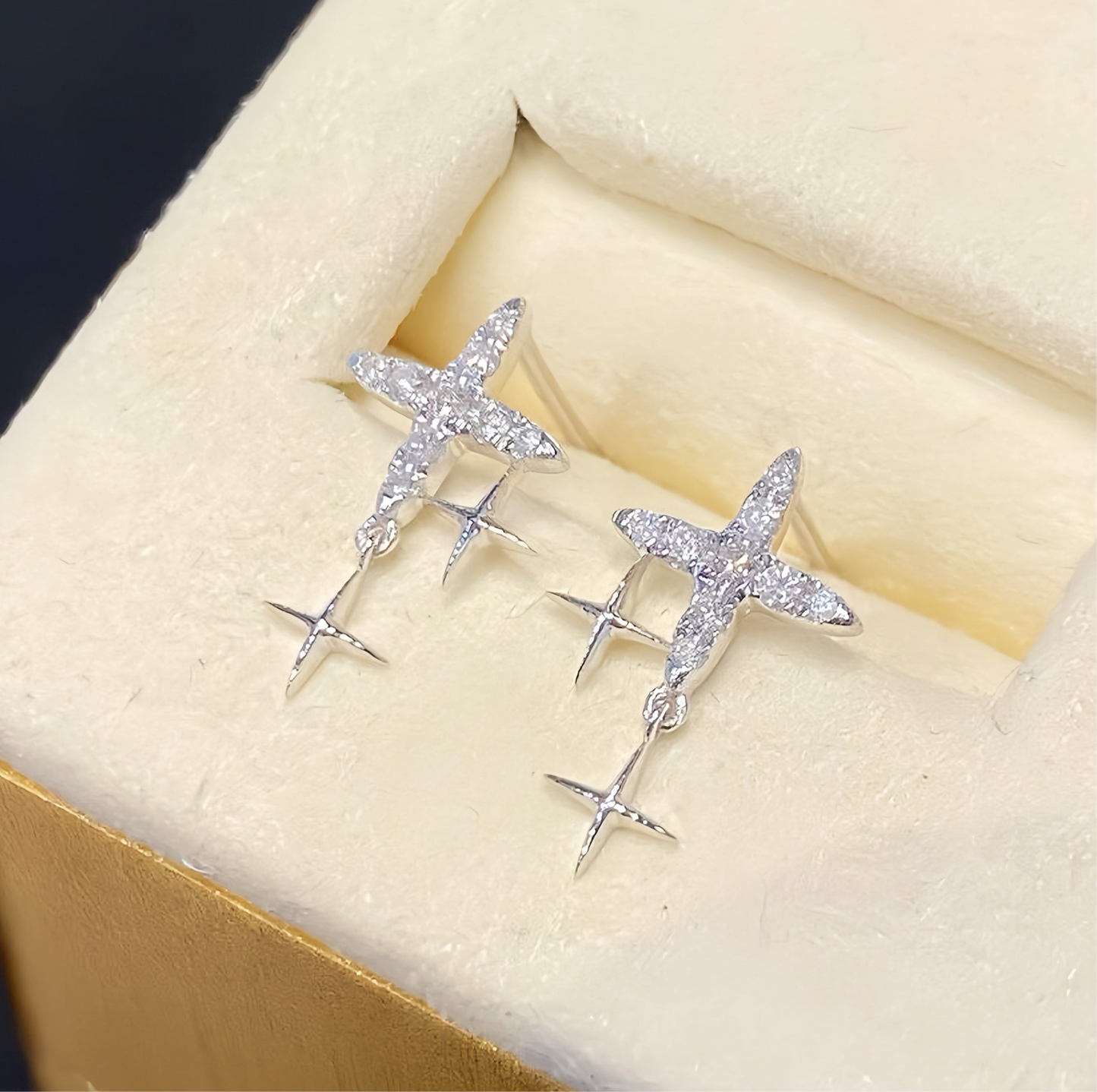 Cross Star 18k Gold Diamond Earring (Item No. VT085)