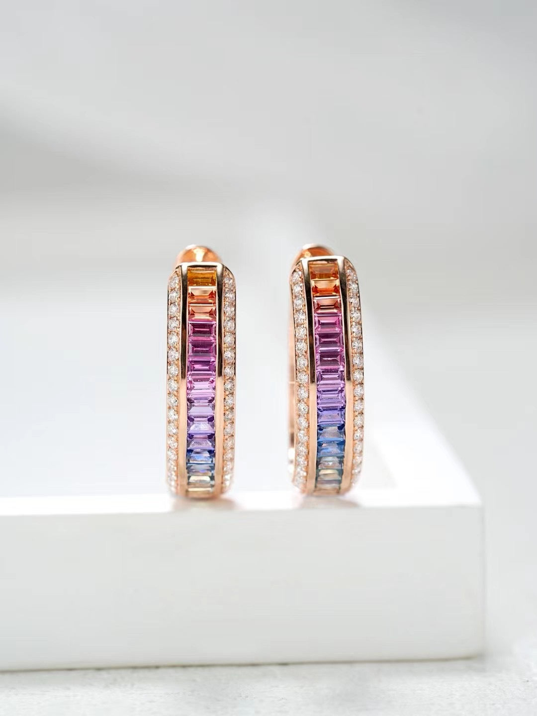 Rainbow Sapphire 18k Gold Earring (Item No. SA087)