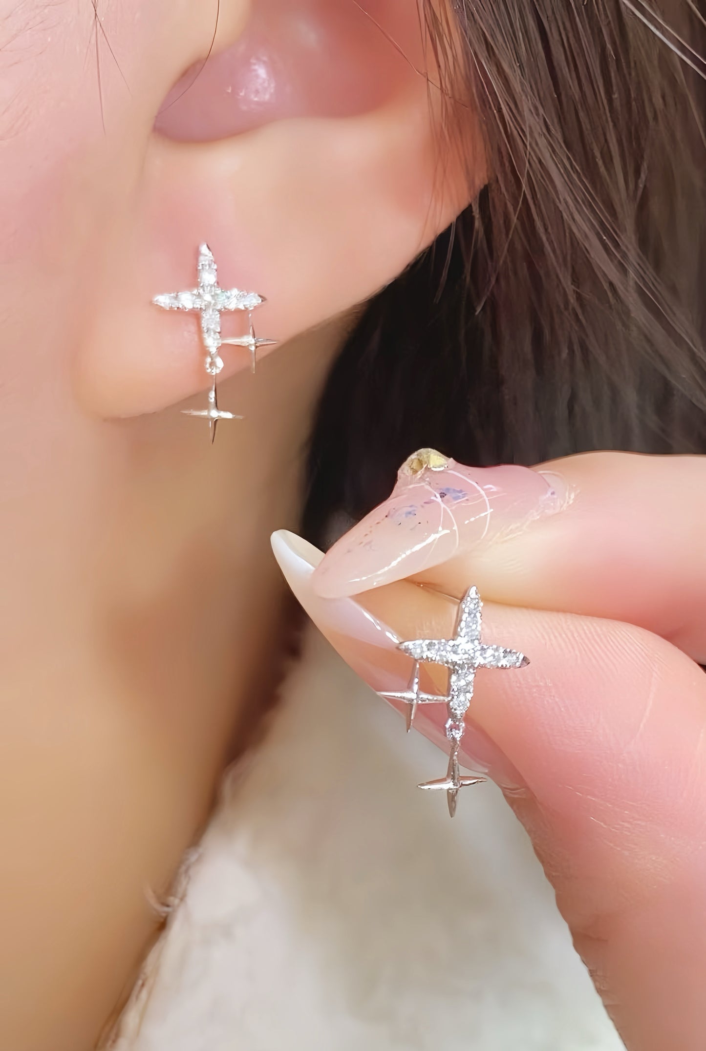 Cross Star 18k Gold Diamond Earring (Item No. VT085)