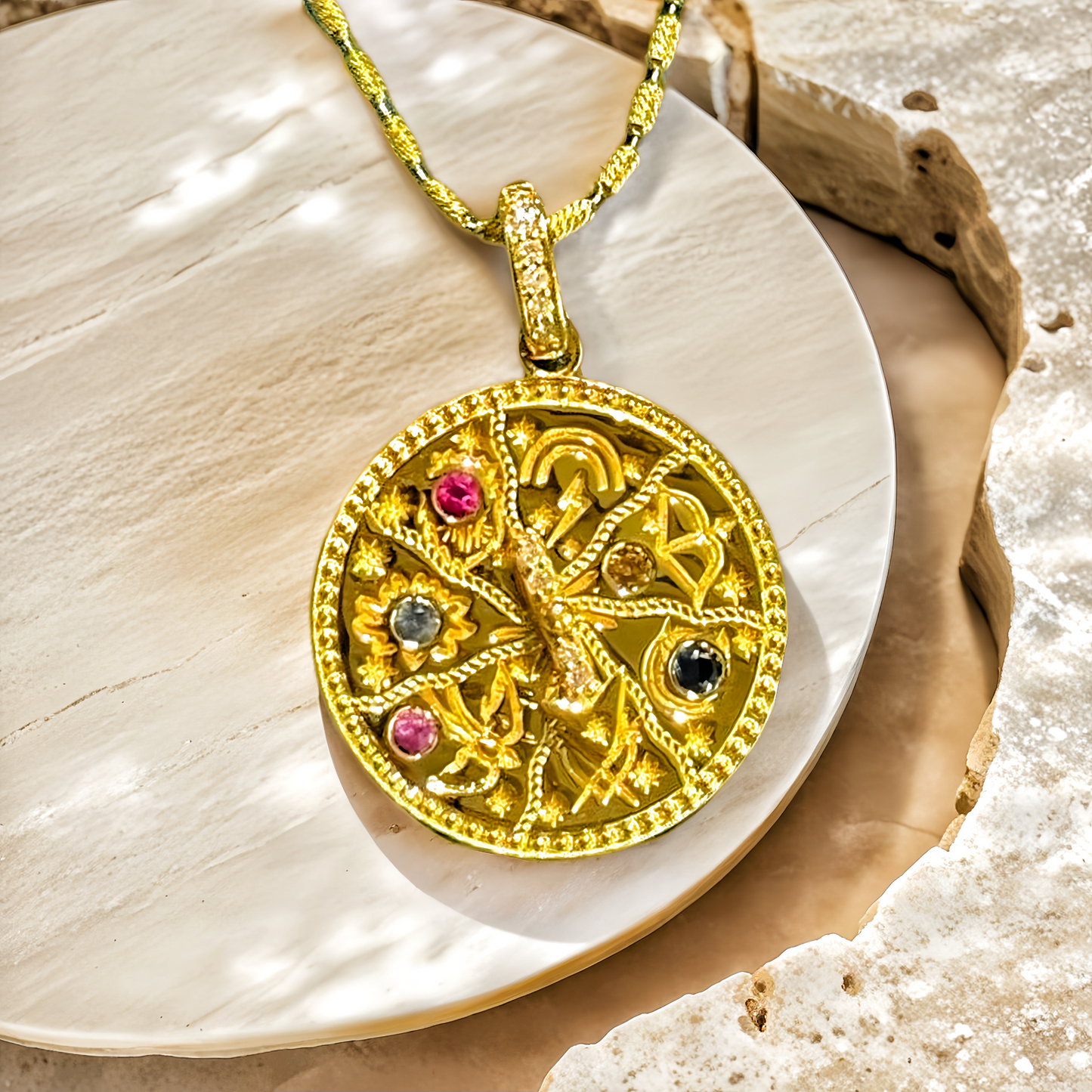 Compass Vintage 18k Gold Diamond Pendant (Item No. VT165)