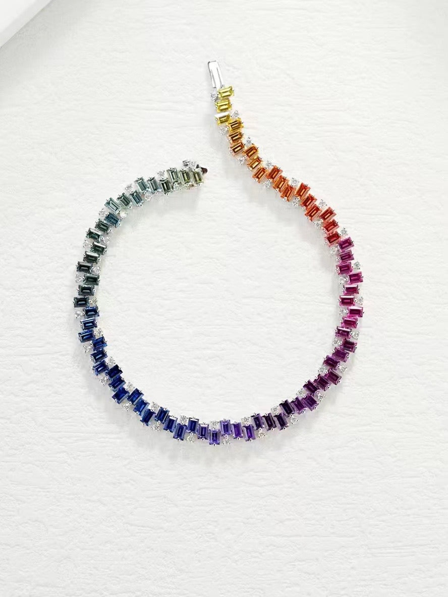 Rainbow Sapphire 18k Gold Bracelet (Item No. SA100)