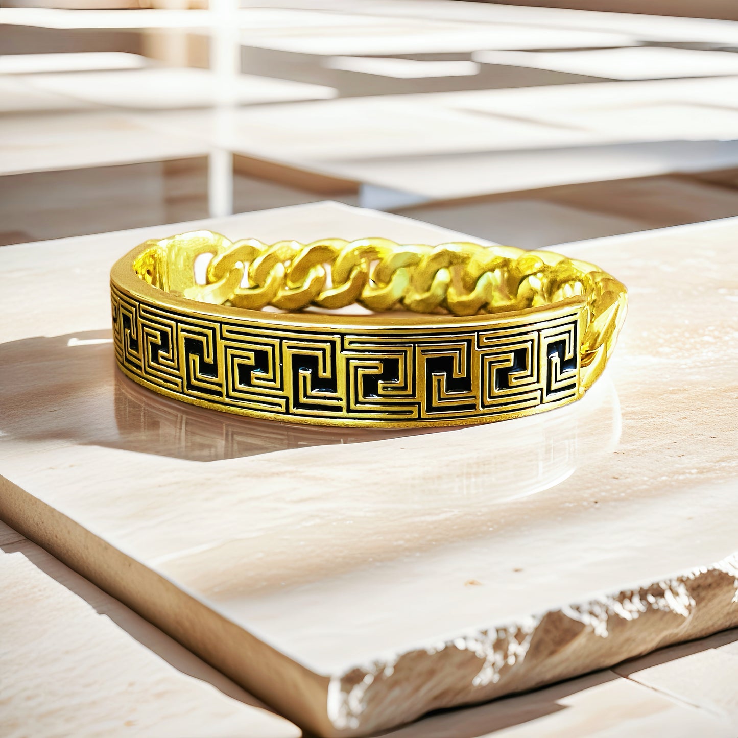 Greek Key Enamel Sterling Silver/9k/14k/18k Bracelet Chain (Item No. GB0004)