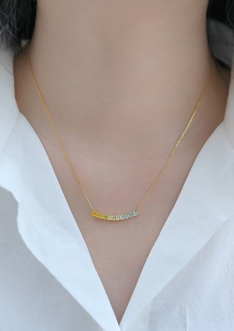 Rainbow Sapphire 18k Gold Pendant Necklace Set(Item No. SA121)