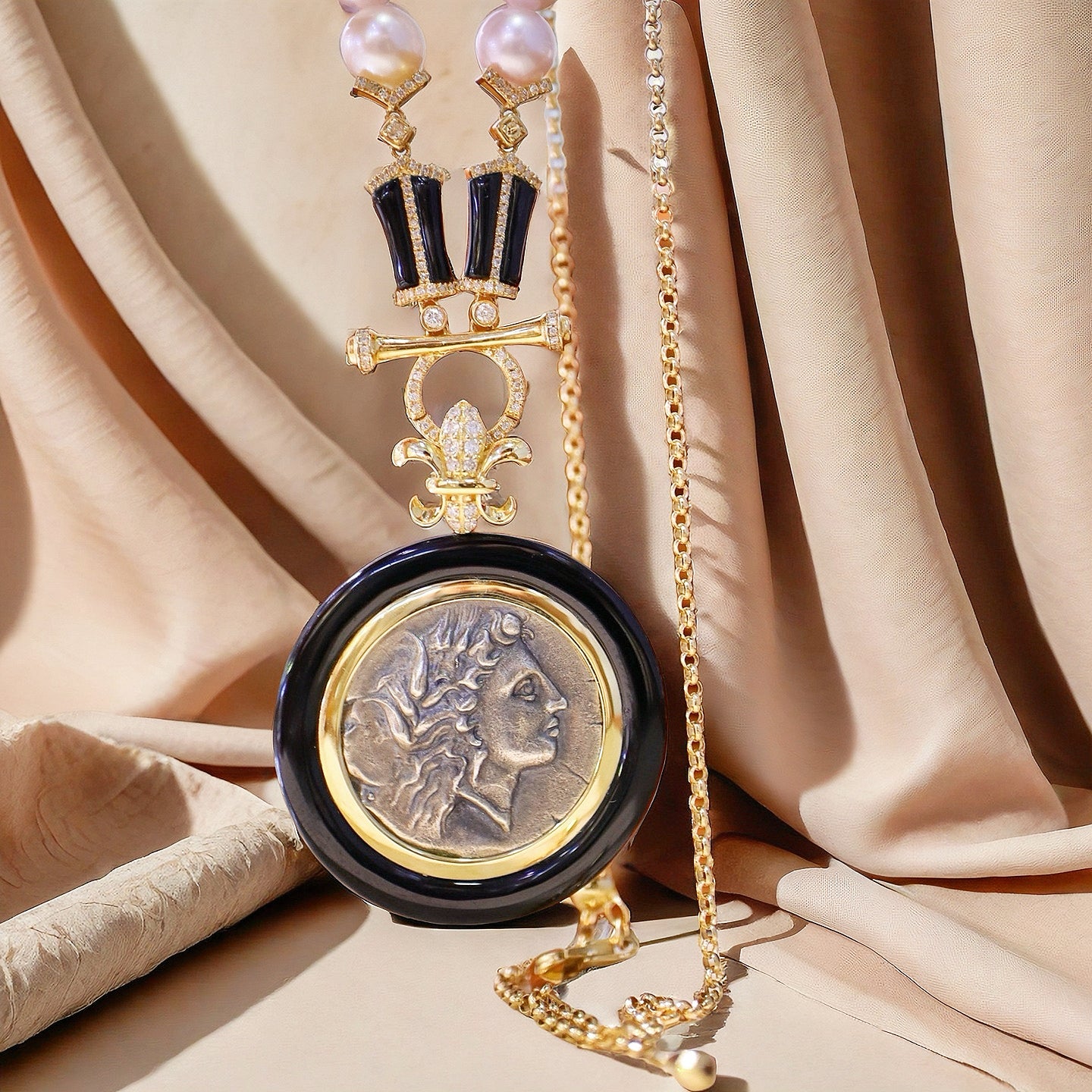 Demeter Ancient Coin Medallion 18K Gold Pendant (Item No. COIN017)