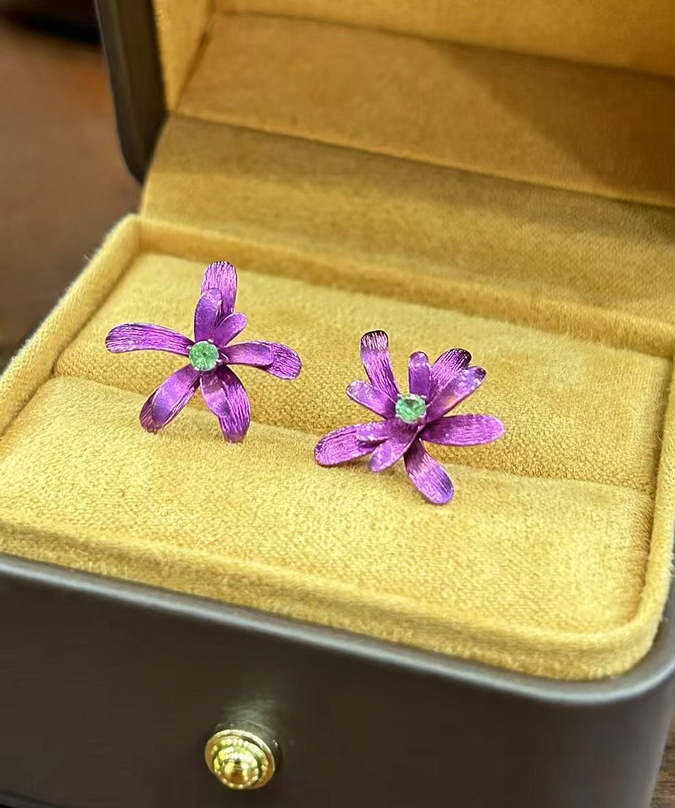 Anodized Titanium Pink Tsavorite Earring (Item No. TA007)