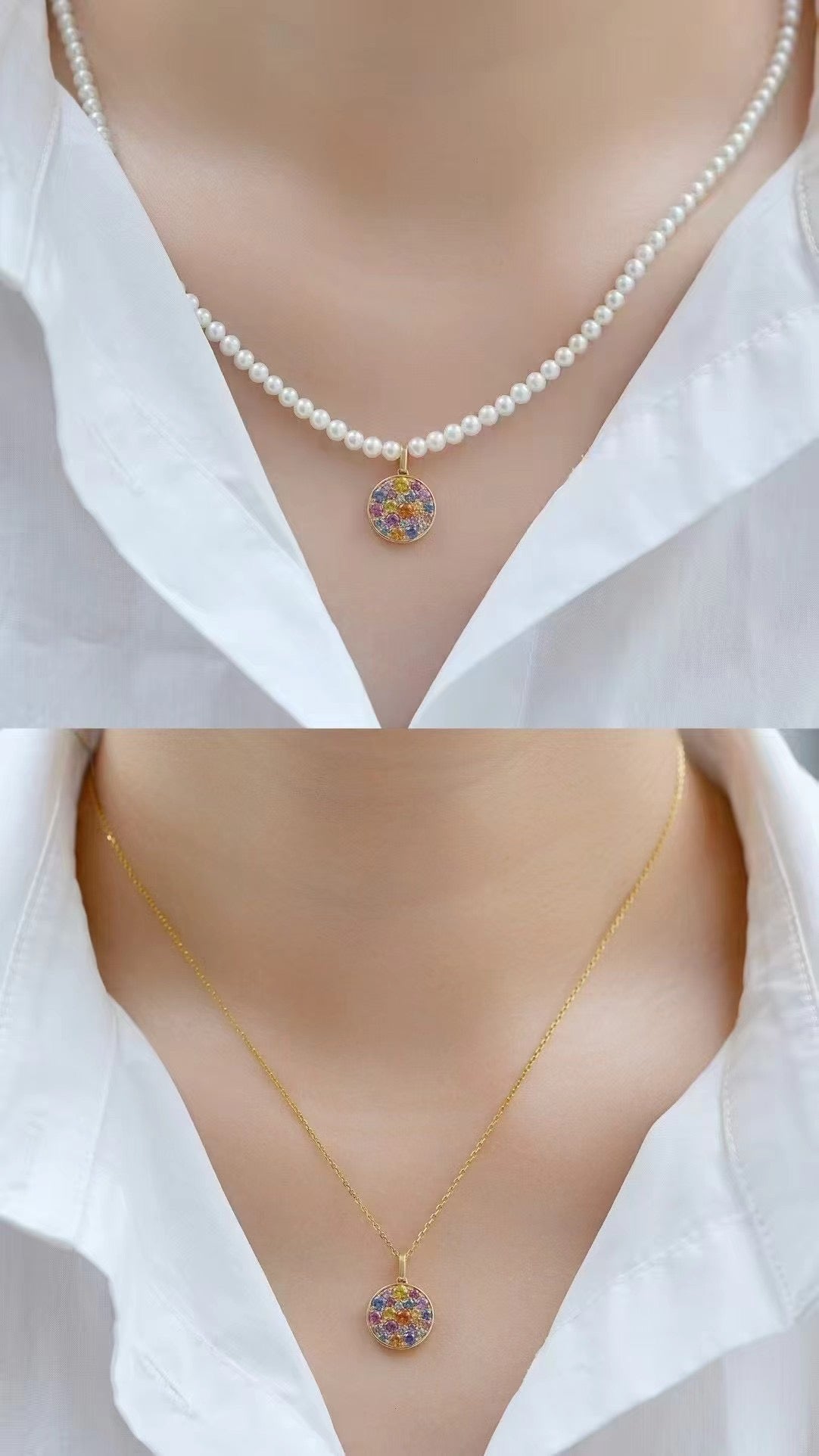 Rainbow Sapphire 18K Gold Pendant (Item No. SA036)