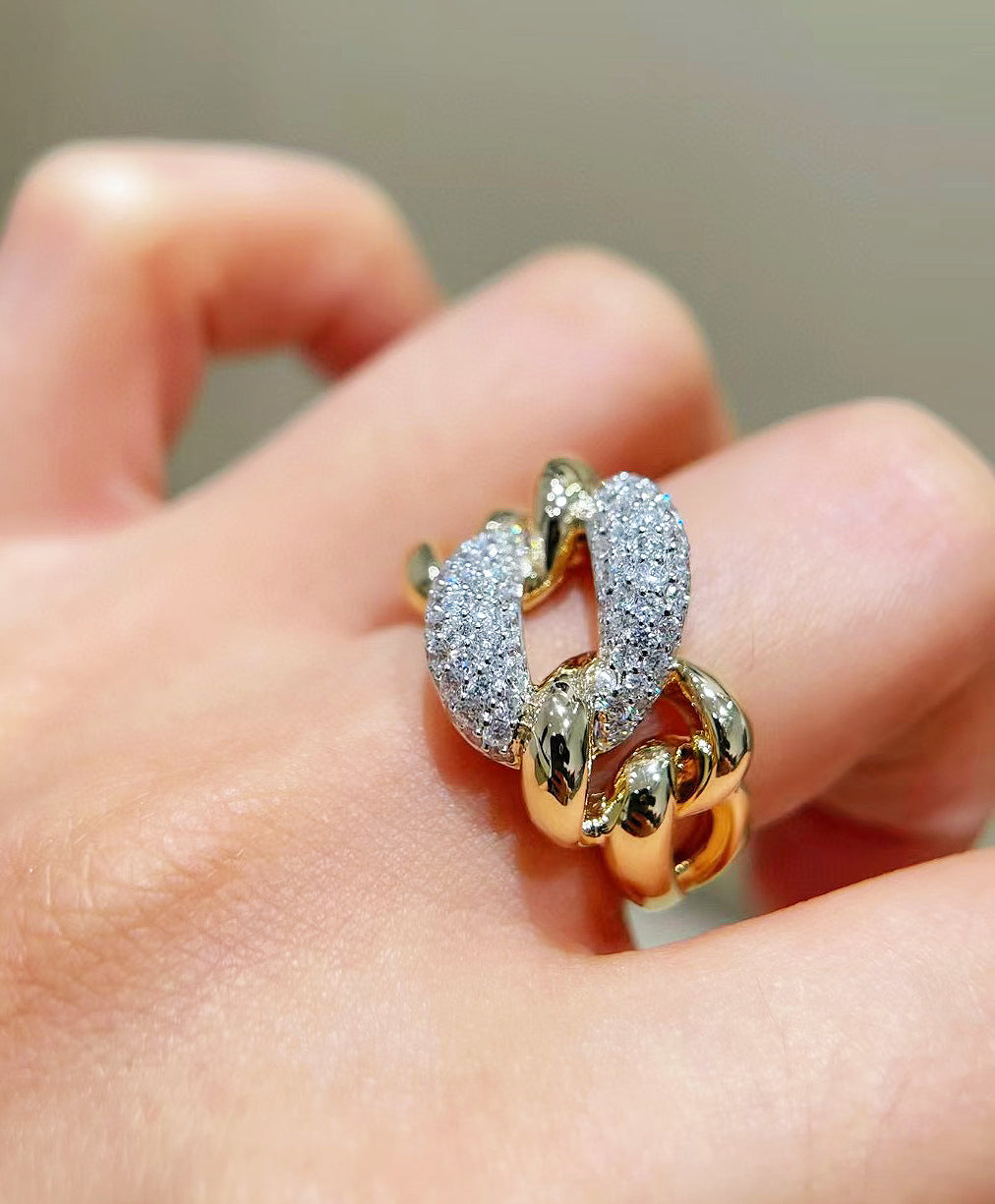 Vintage Cuban 18k Gold Diamond Ring (Item No. VT140)