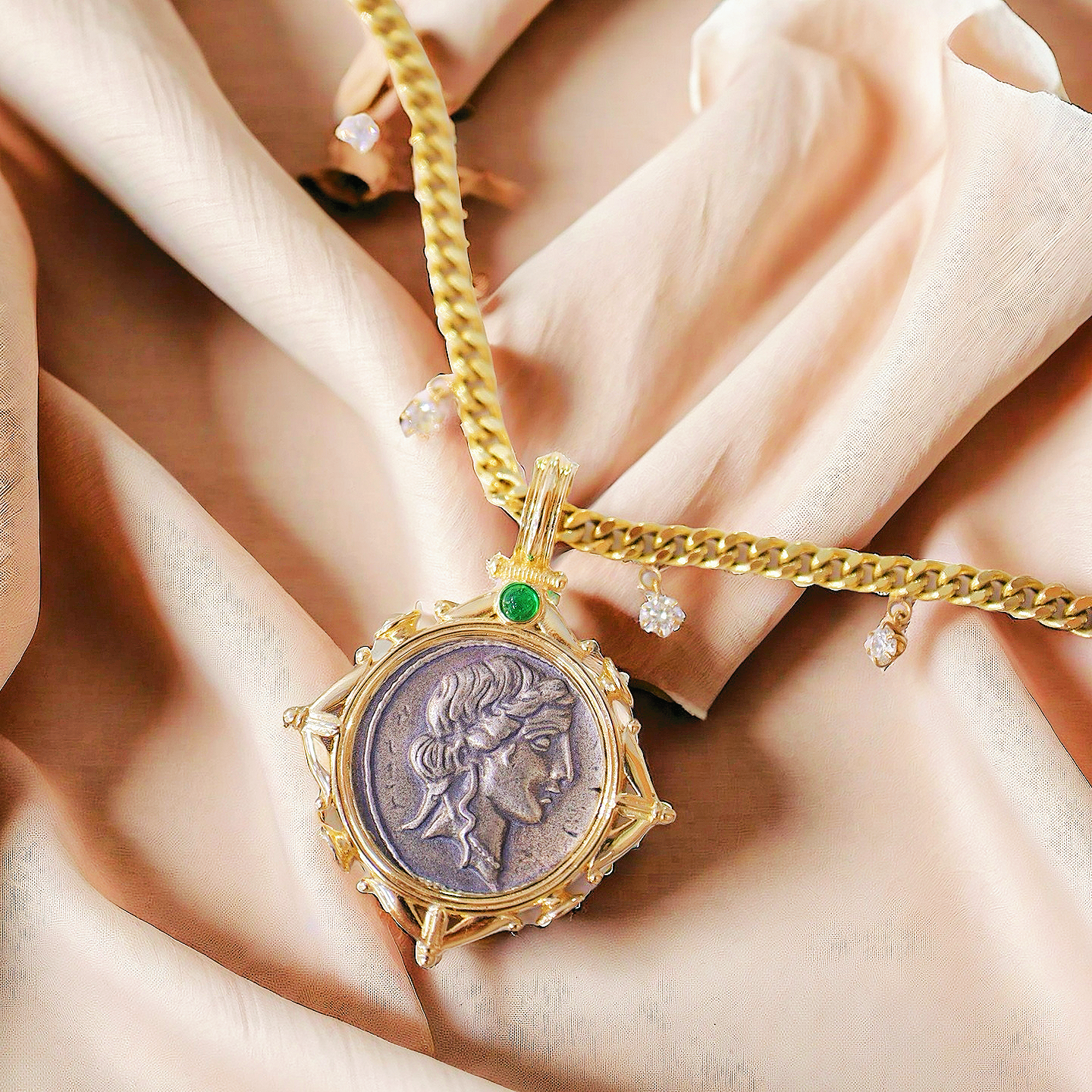 Venus Ancient Greek Coin Medallion 18K Gold Pendant (Item No. COIN021)