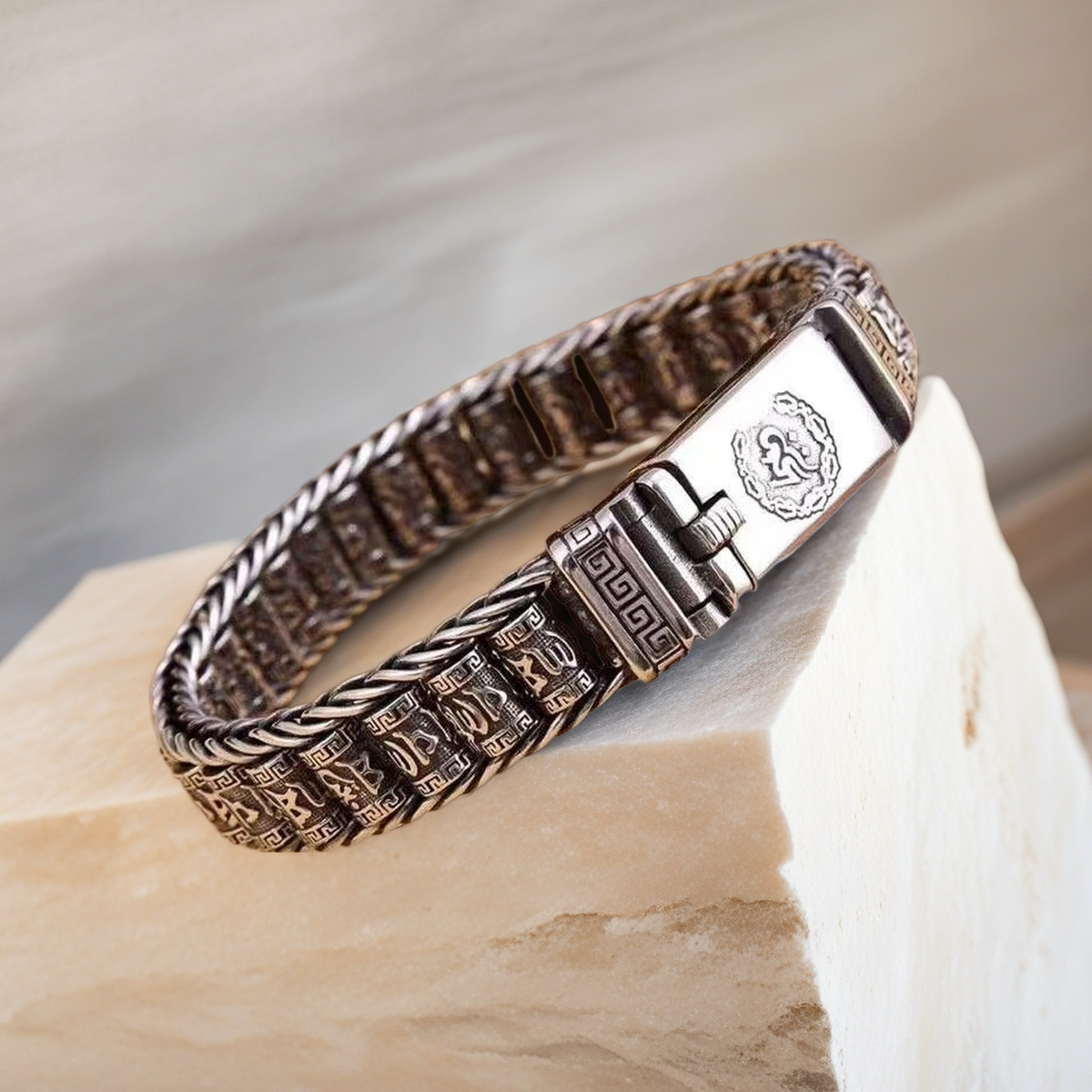 Prayer Wheel Buddha Silver Bracelet Chain (Item No. B0088)