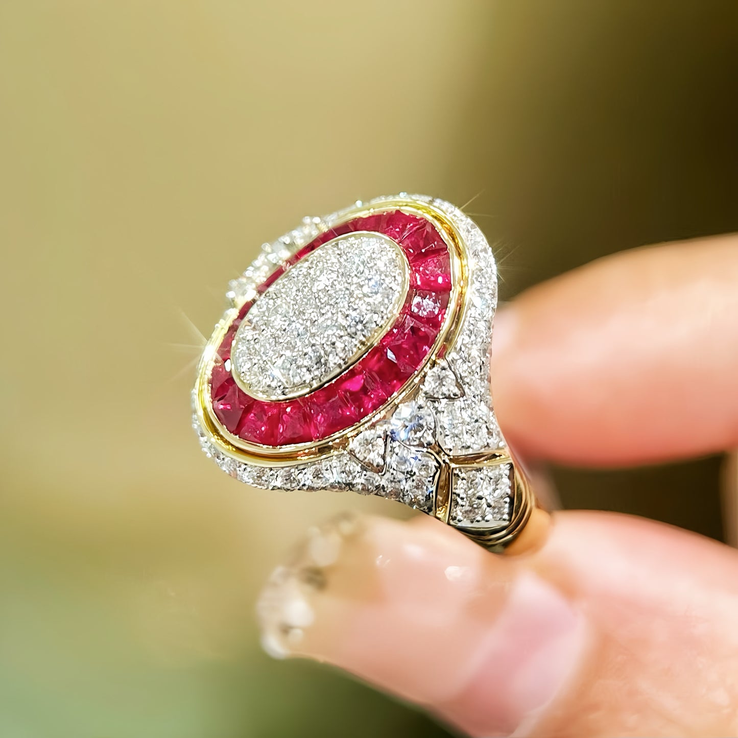 Vintage 18k Gold Diamond Ruby Ring (Item No. VT457)