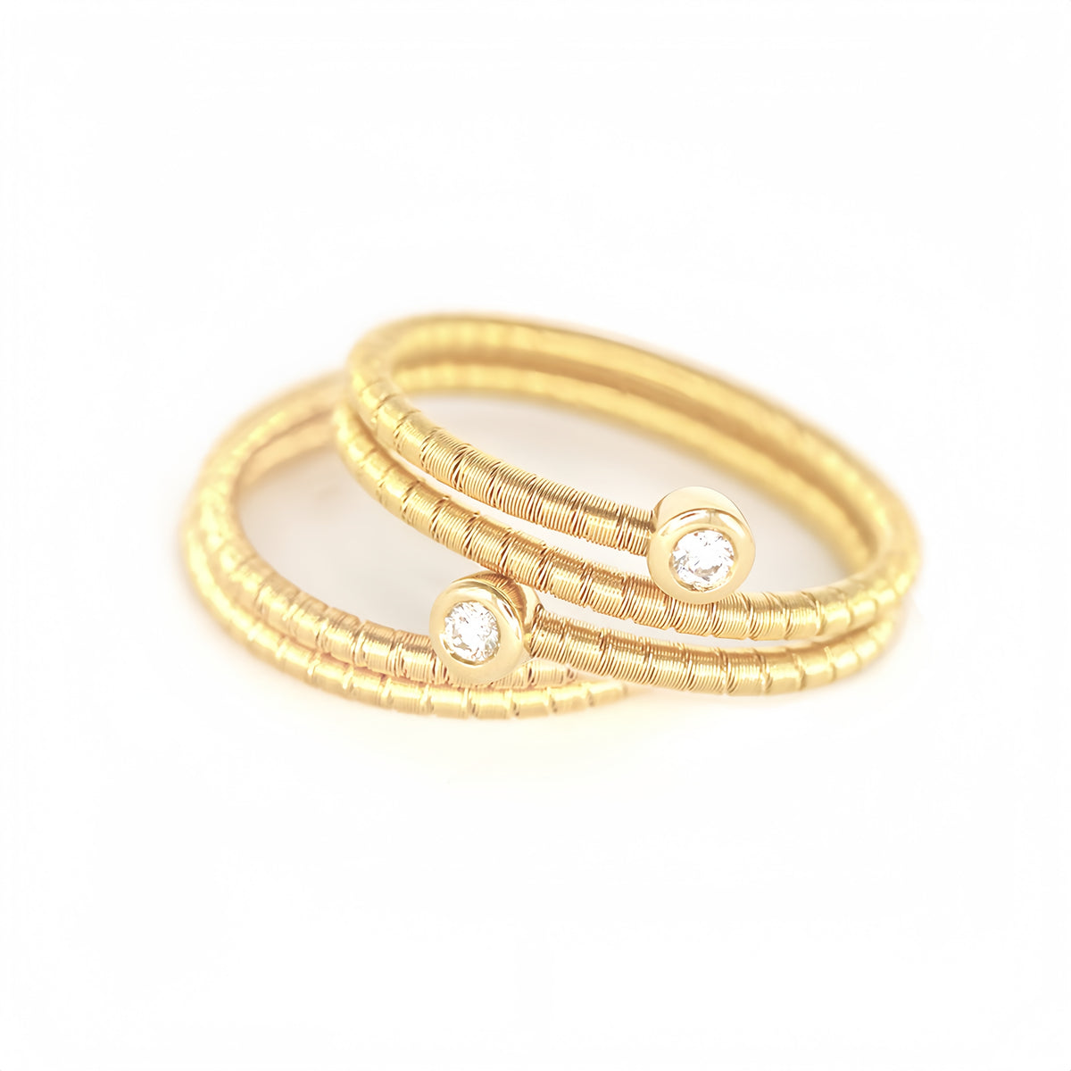 Double Twisted 18k Gold Diamond Ring (Item No. SX081CR)