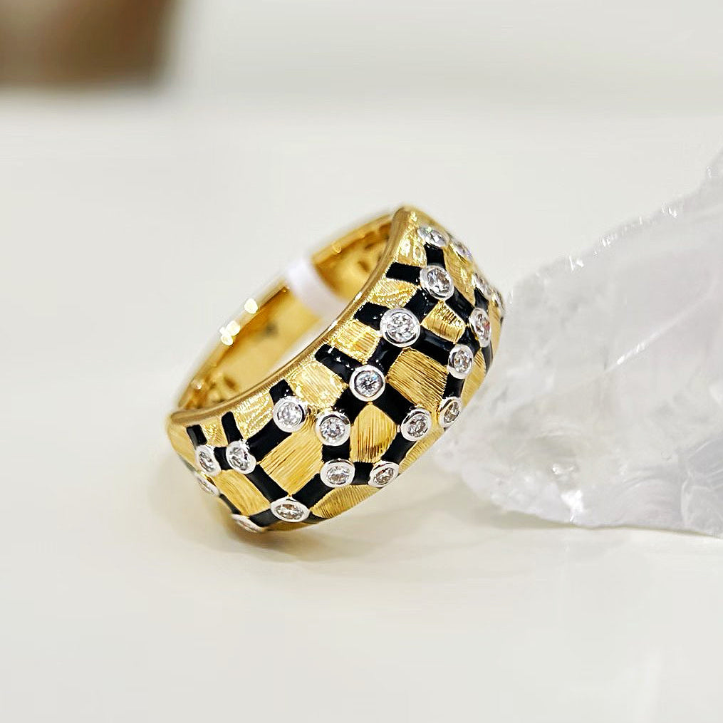 Enamel 18k Gold Diamond Ring (Item No. VT471)