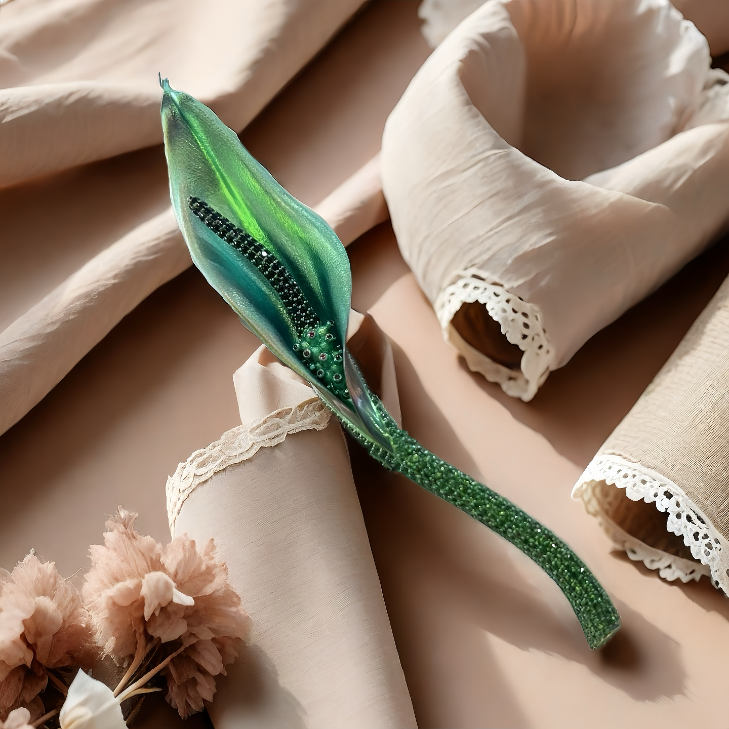 Anodized Titanium Green Tsavorite Brooch (Item No. TA010)