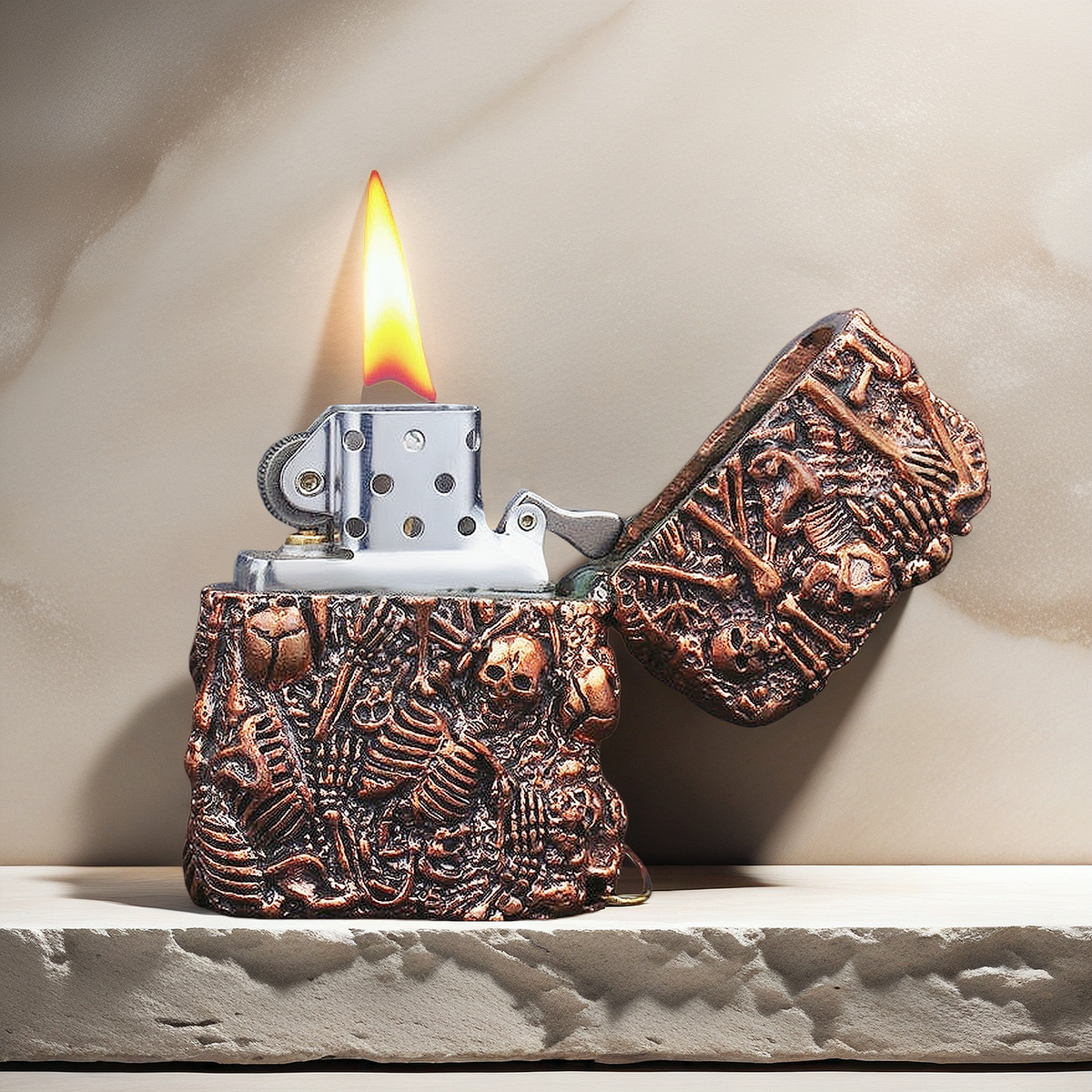 Burial Skull Zippo Lighter Case (Item No. L0009)