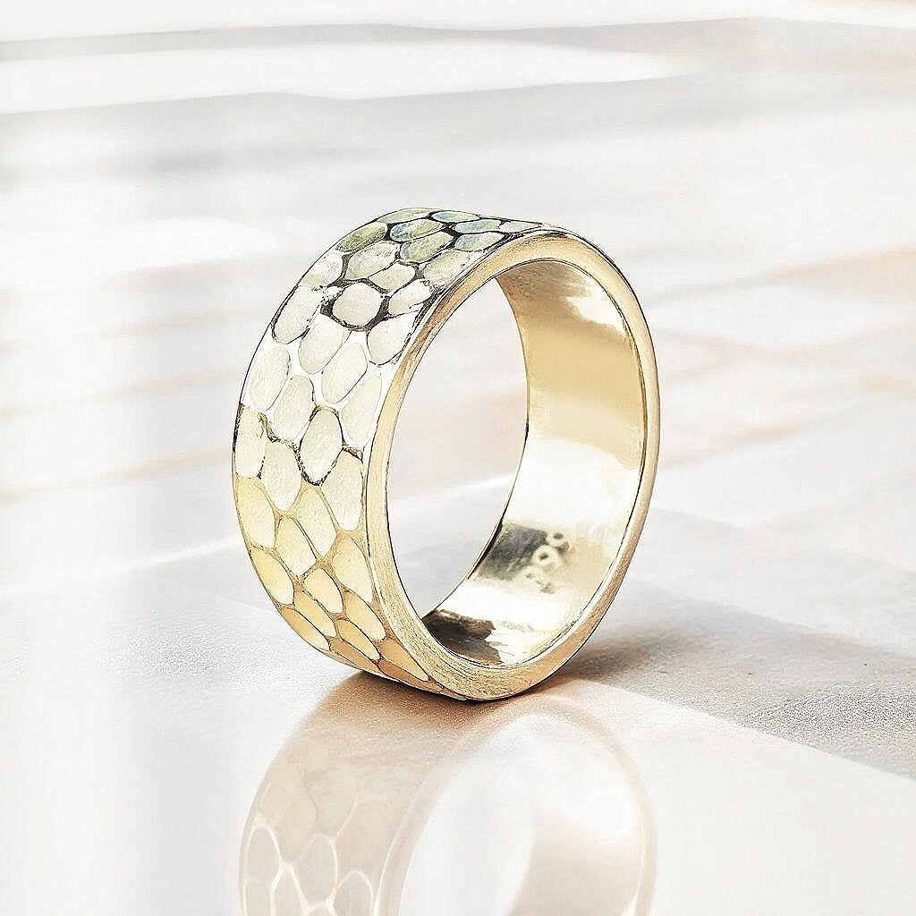 8mm Hammered Silver Ring (Item No. R0140)