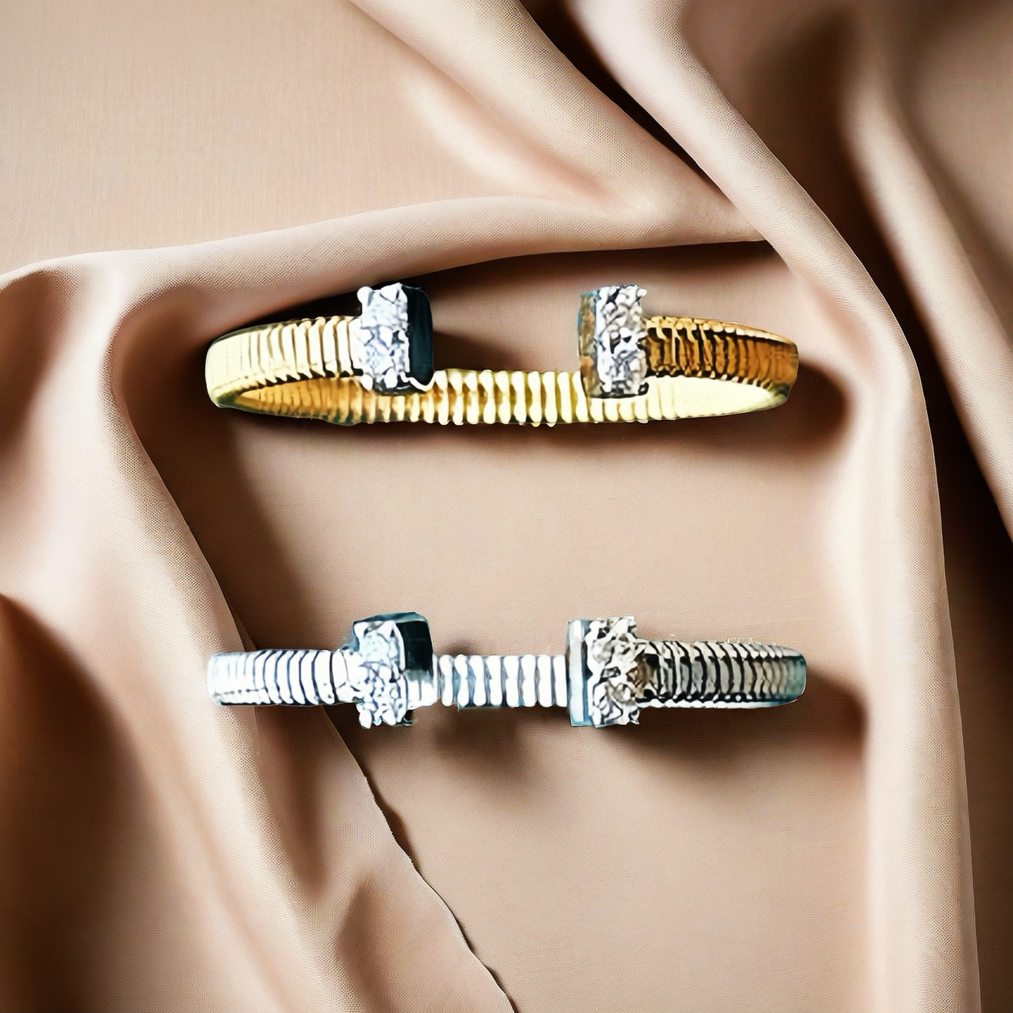 Vintage Elasctic Weaving 18k Gold Diamond Ring (Item No. VT035)