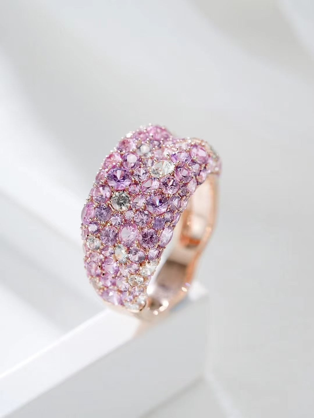 Monet's Garden Rainbow Sapphire 18k Gold Ring (Item No. SA053)