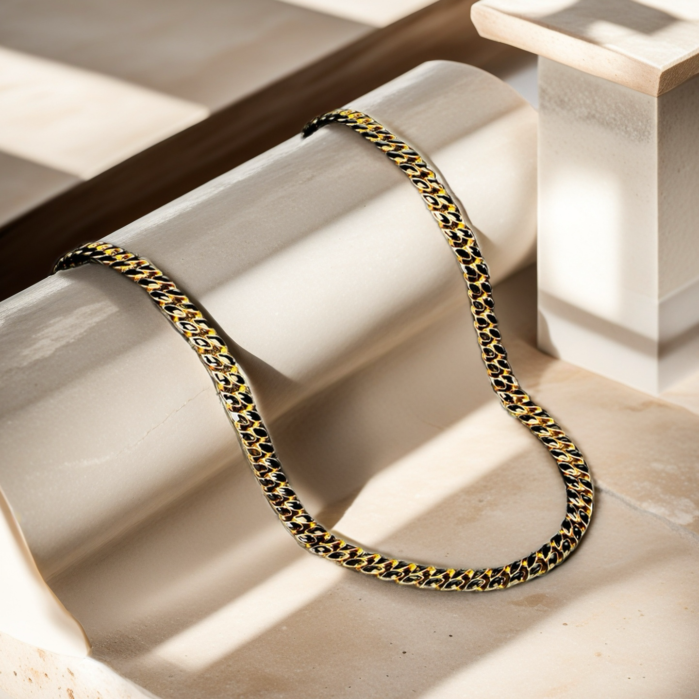 Curb Link Enamel Sterling Silver/9k/14k/18k Necklace Chain (Item No. GN0003)