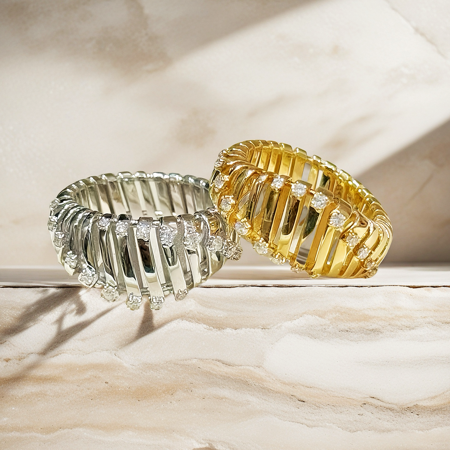 Harp 18k Gold Diamond Ring (Item No. VT008)