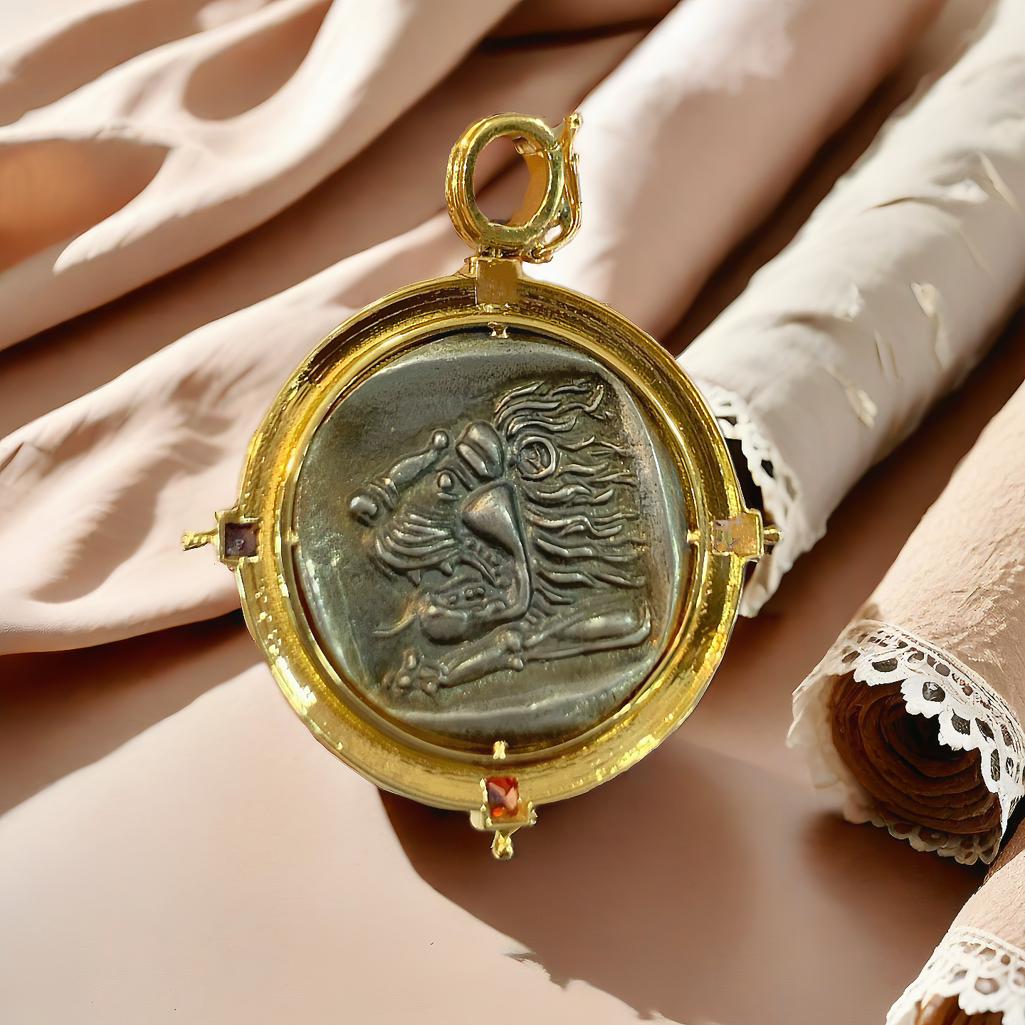 Aphrodite Ancient Greek Coin Medallion 18K Gold Pendant (Item No. COIN083)