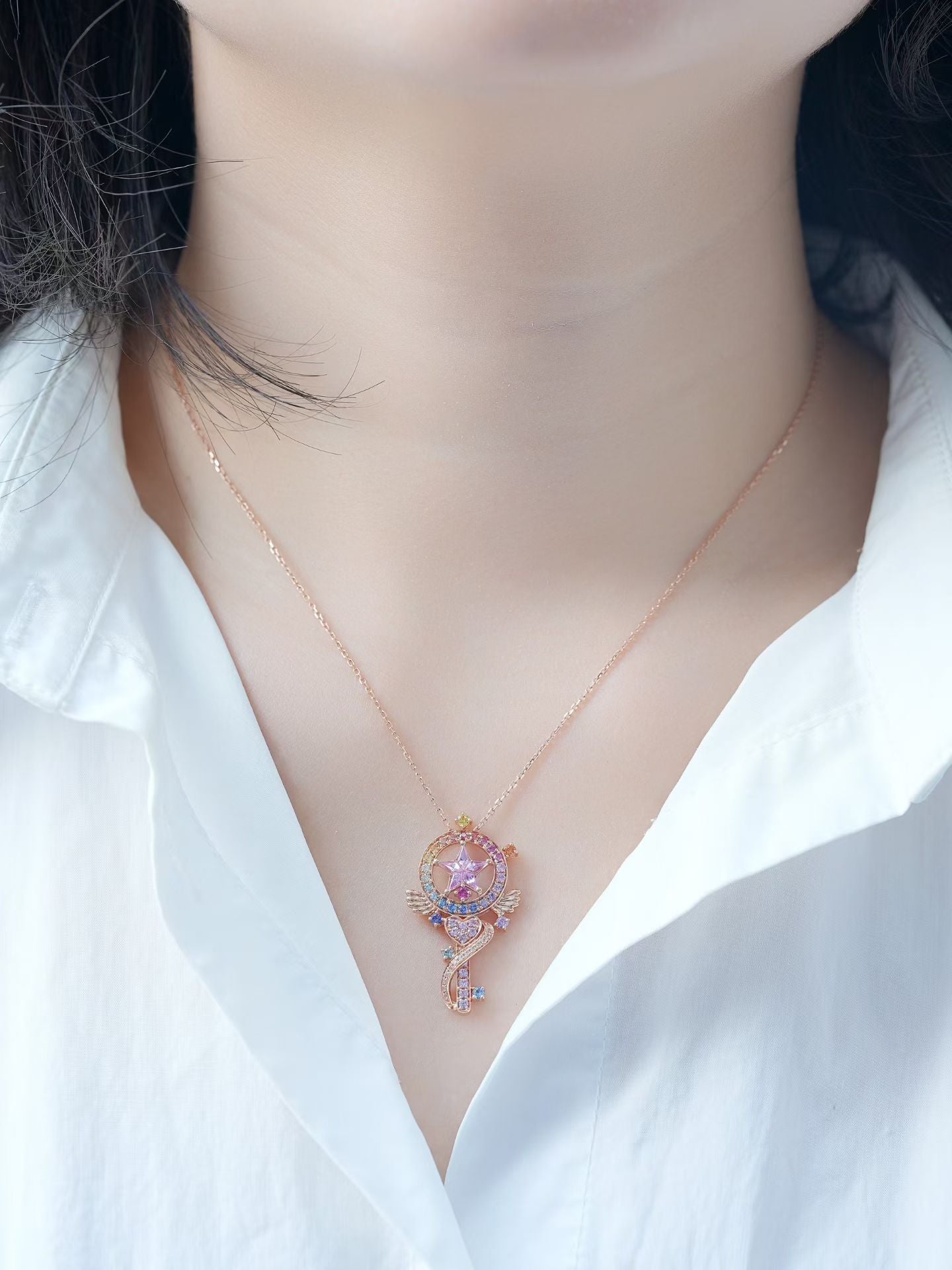 Music Rainbow Sapphire 18k Gold Pendant (Item No. SA142)