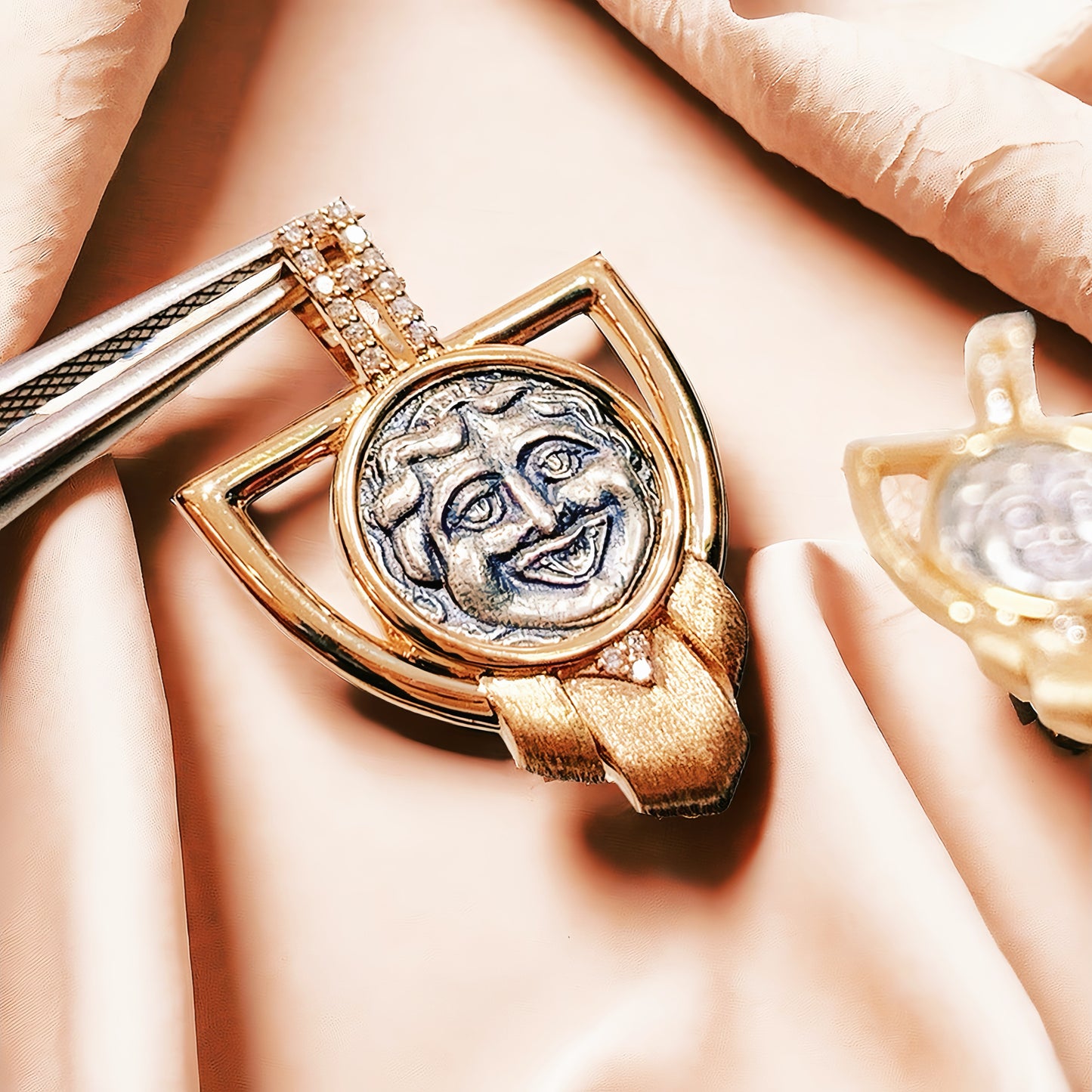 Medusa Ancient Greek Coin Medallion 18K Gold Pendant (Item No. COIN039)