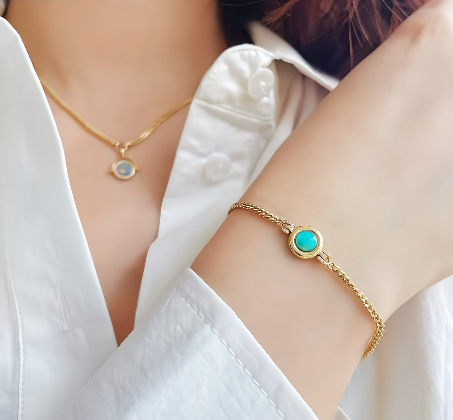 Athena 18k Gold Diamond Crystal Opal Bracelet (Item No. VT125)