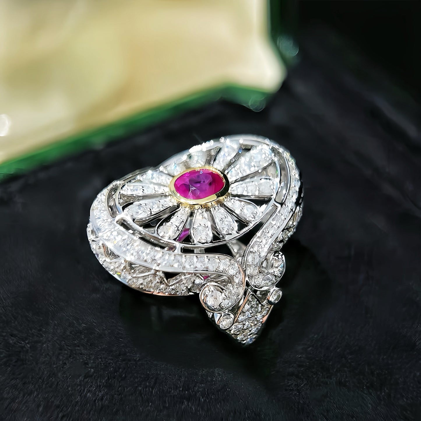 Vintage 18k Gold Diamond Ruby Ring (Item No. VT420)