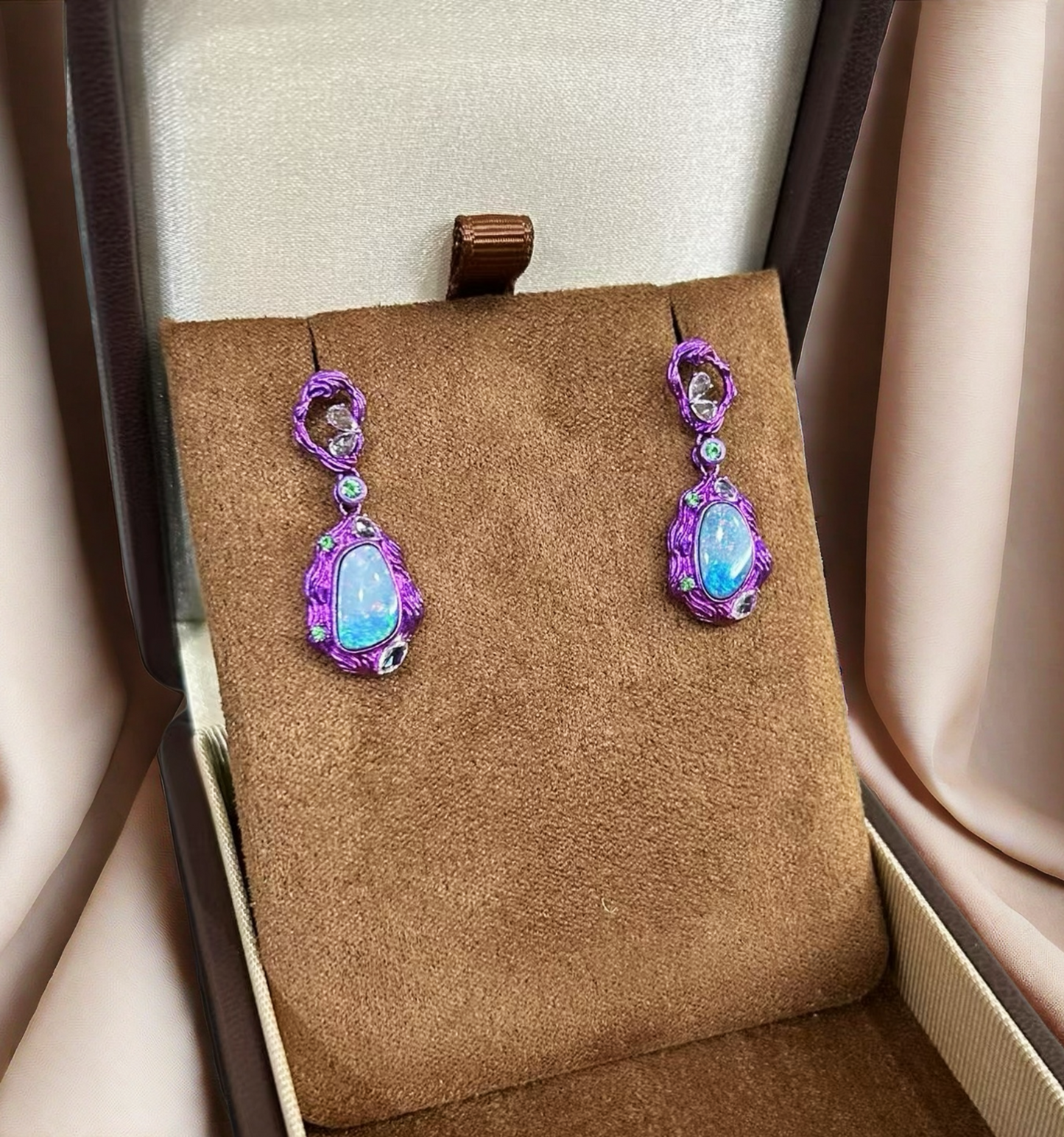 Anodized Titanium Purple Opal Earring (Item No. TA002)