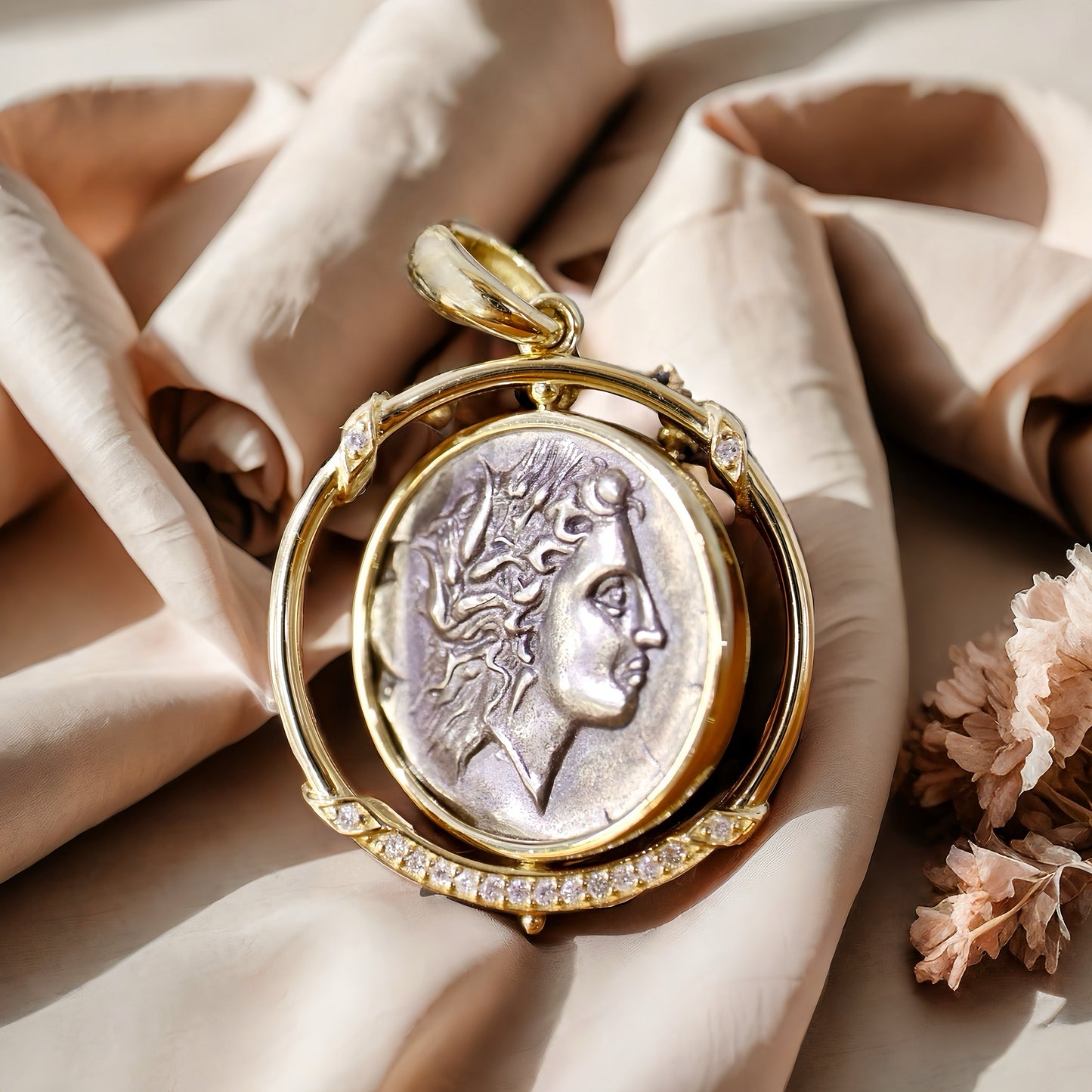 Demeter Ancient Greek Coin Medallion 18K Gold Pendant (Item No. COIN010)