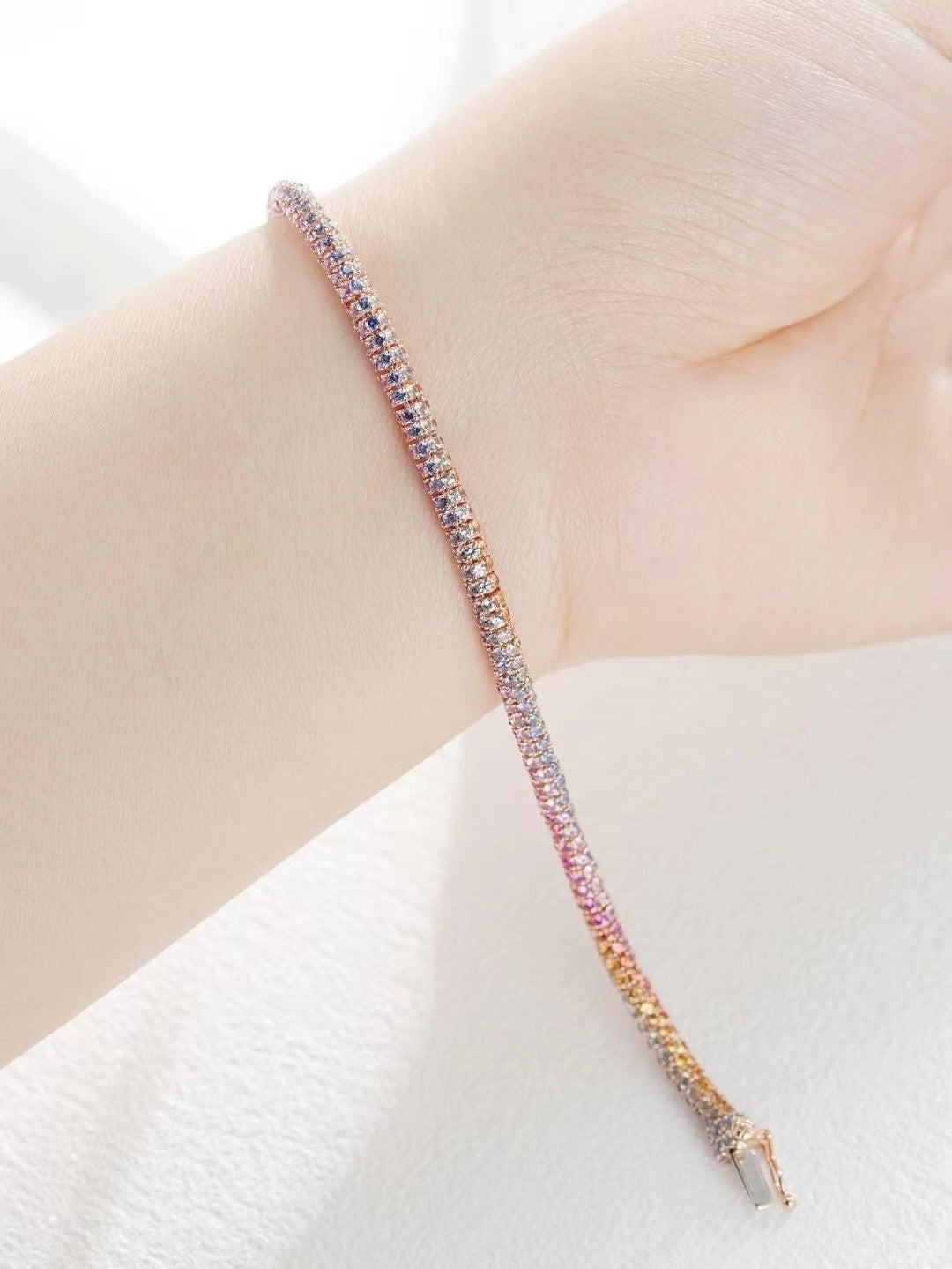 Rainbow Sapphire 18K Gold Bracelet (Item No. SA005)