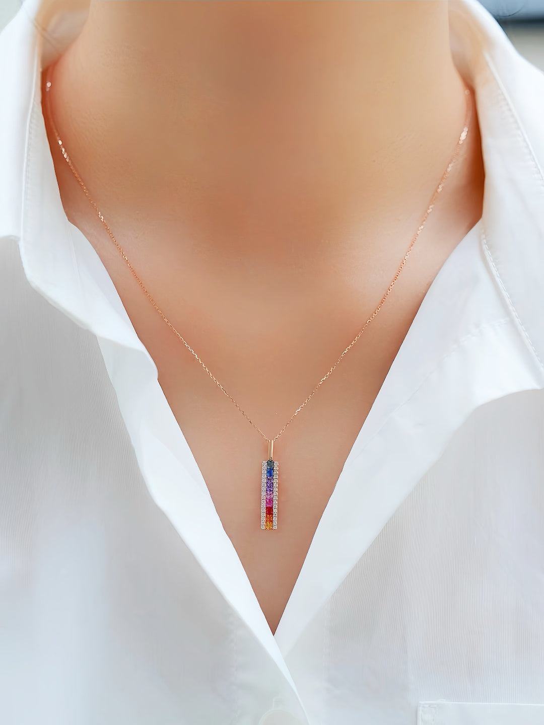 Rainbow Sapphire 18k Gold Pendant (Item No. SA088)