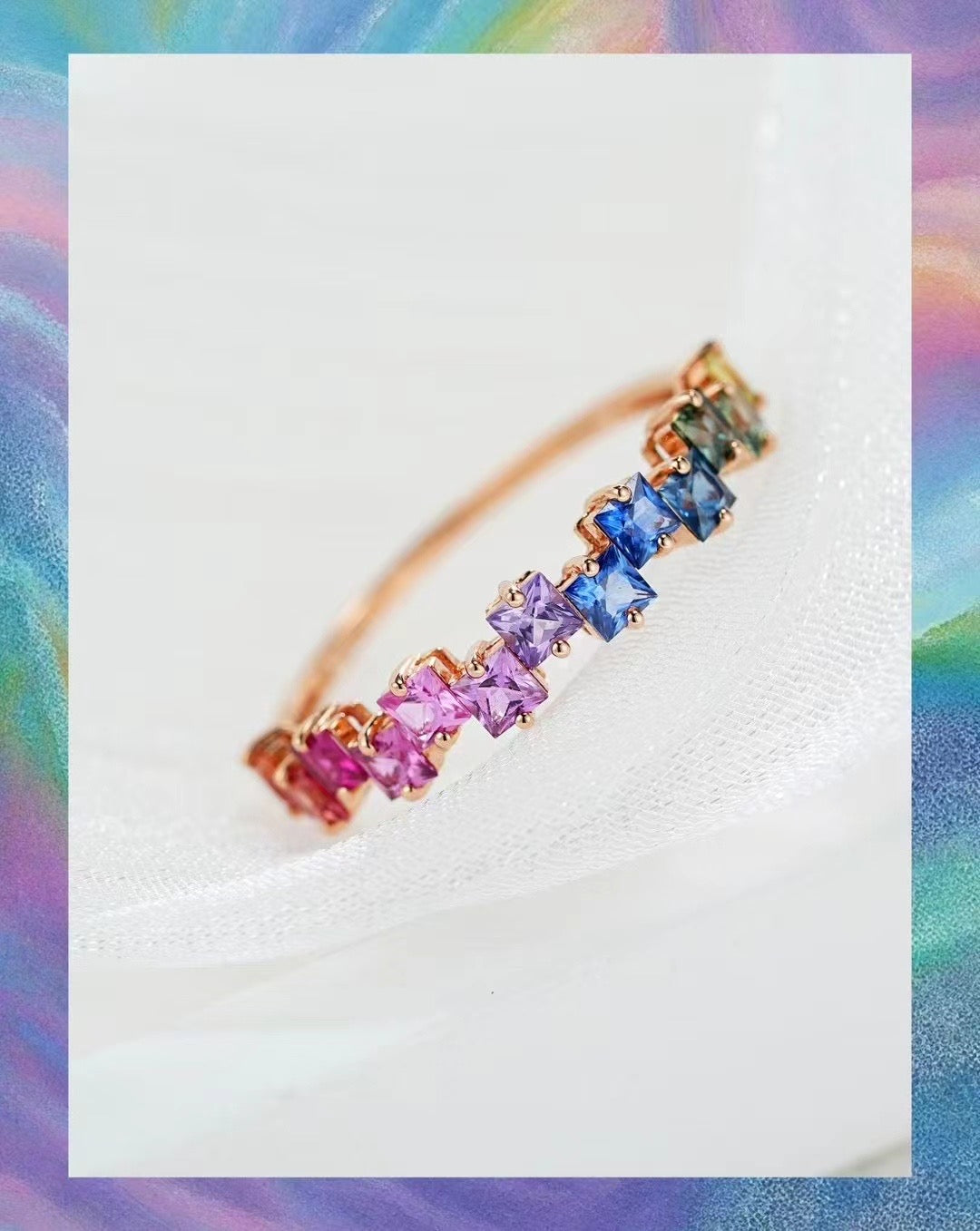 Rainbow Sapphire 18k Gold Ring (Item No. SA096)