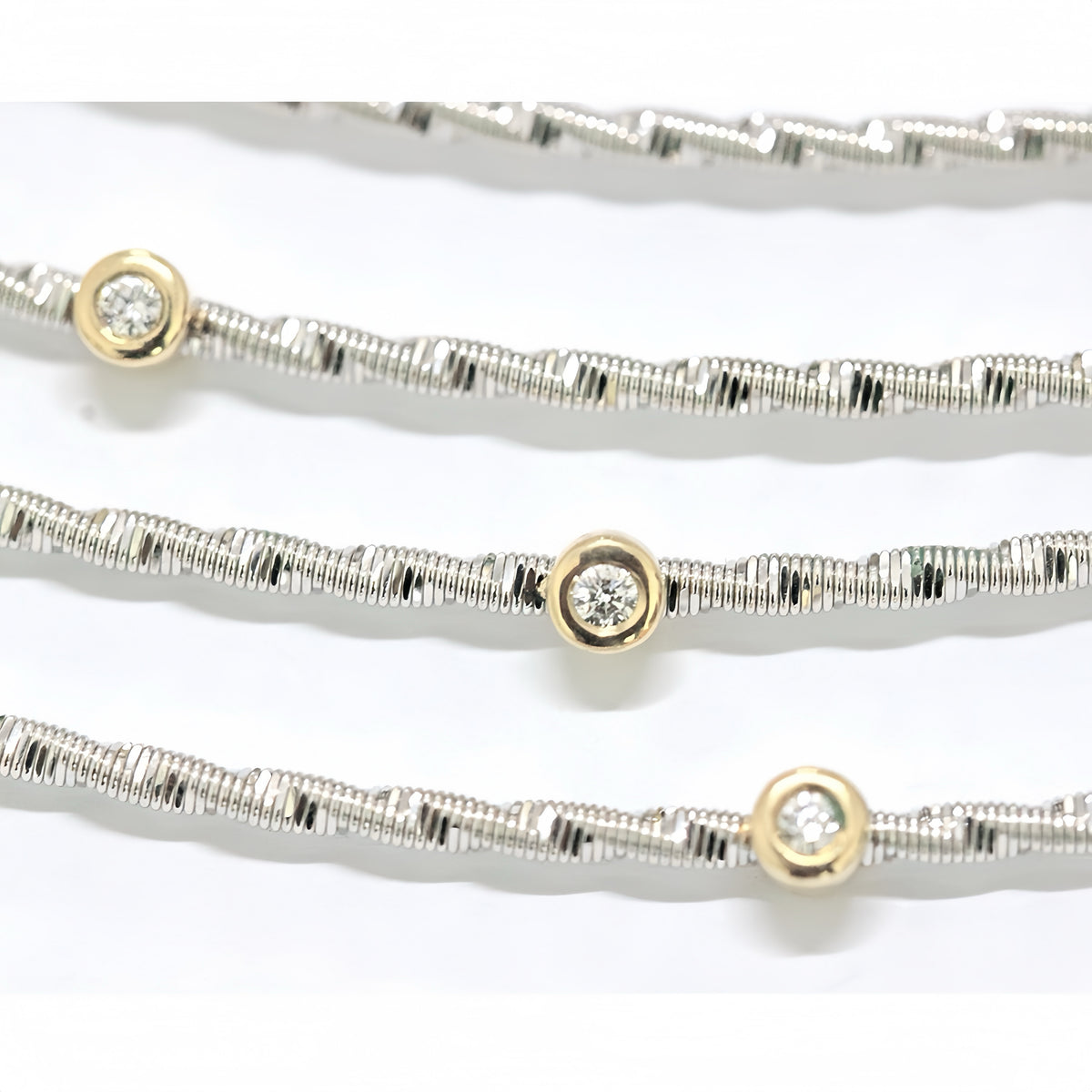 Electroforming Muli-Layer 18k Gold Diamond Necklace (Item No. CN04)