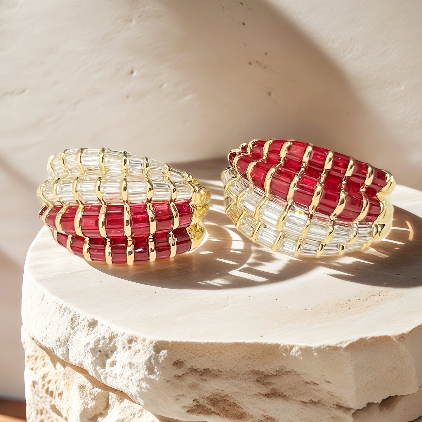 Vintage 18k Gold Diamond Ruby Earring (Item No. VT239)