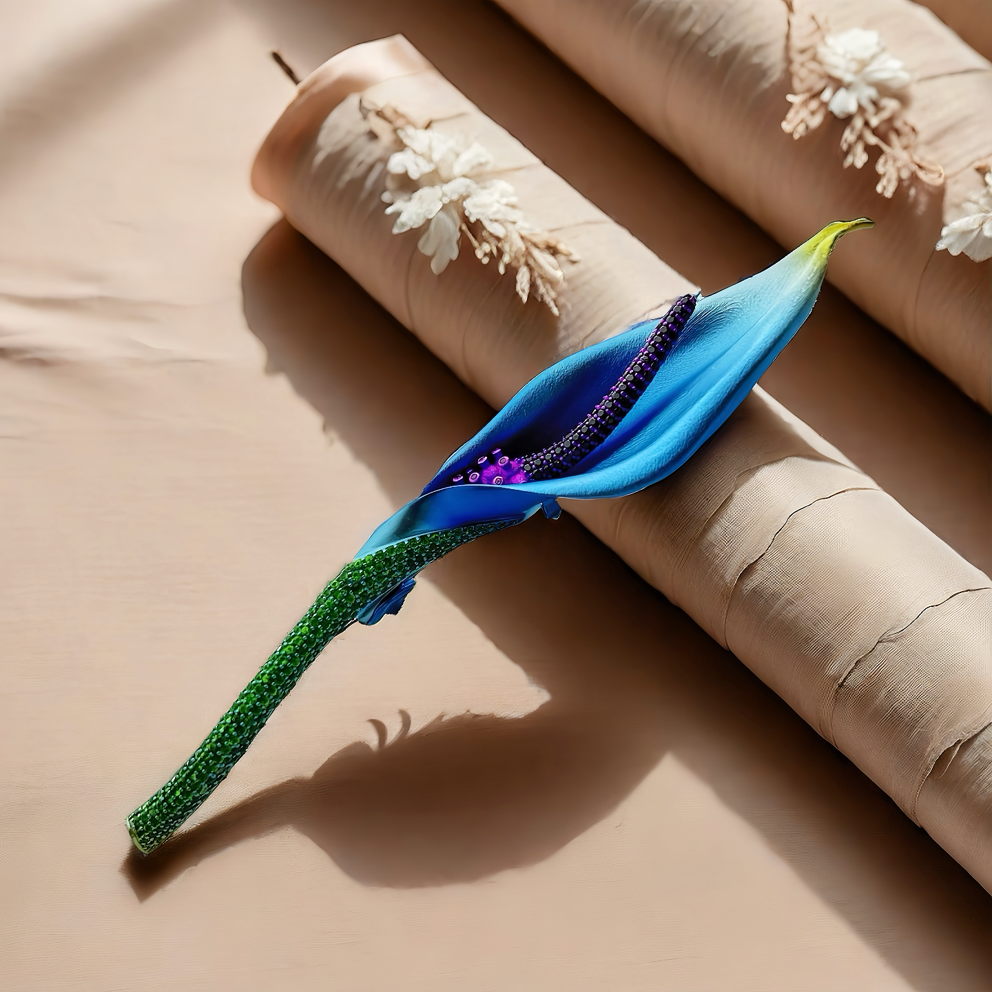 Anodized Titanium Blue Tsavorite Brooch (Item No. TA009)